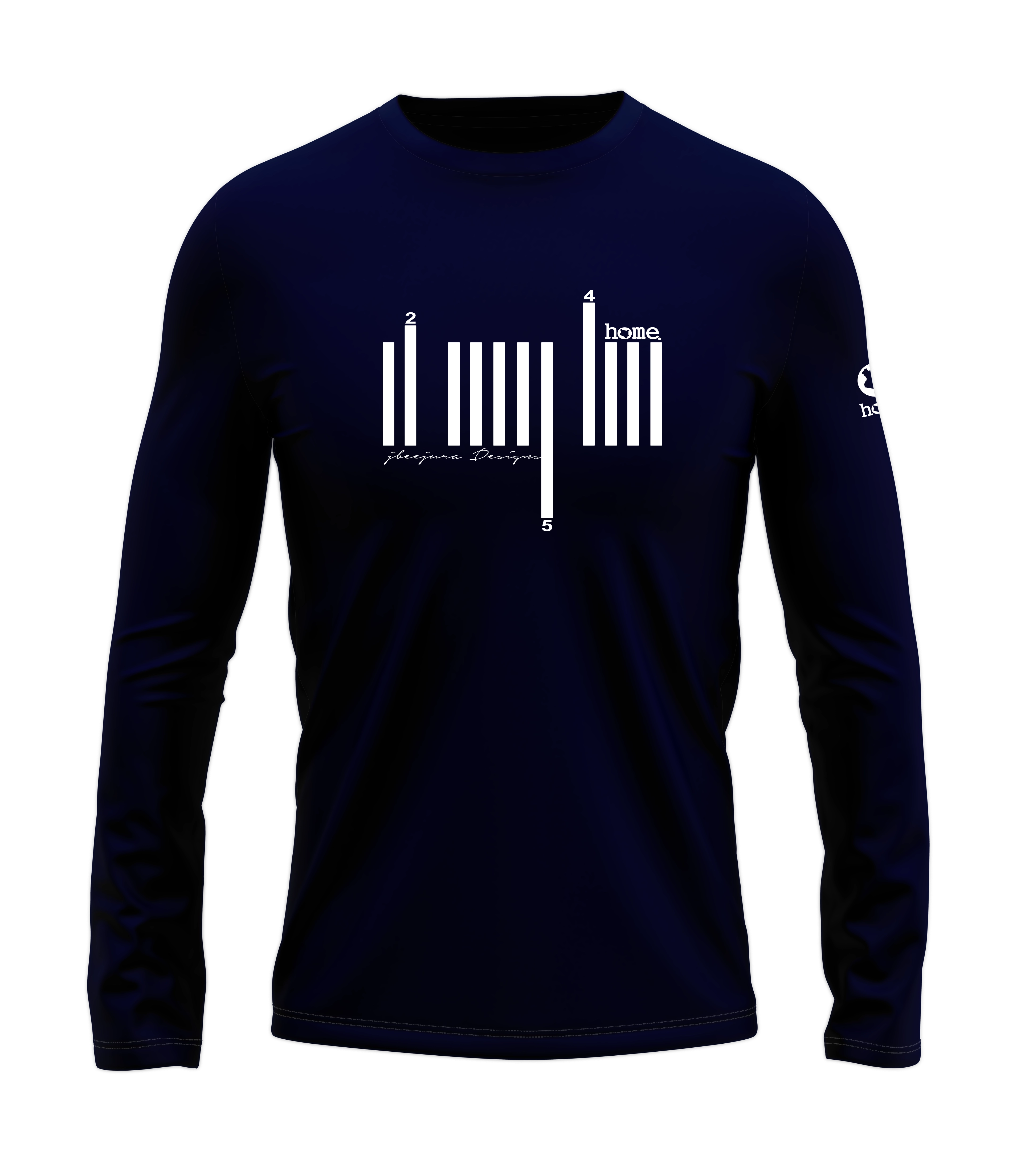 home_254 LONG-SLEEVED NAVY BLUE T-SHIRT WITH A WHITE BARS PRINT – COTTON PLUS FABRIC