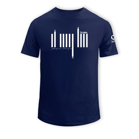 home_254 SHORT-SLEEVED NAVY BLUE T-SHIRT WITH A WHITE BARS PRINT – COTTON PLUS FABRIC