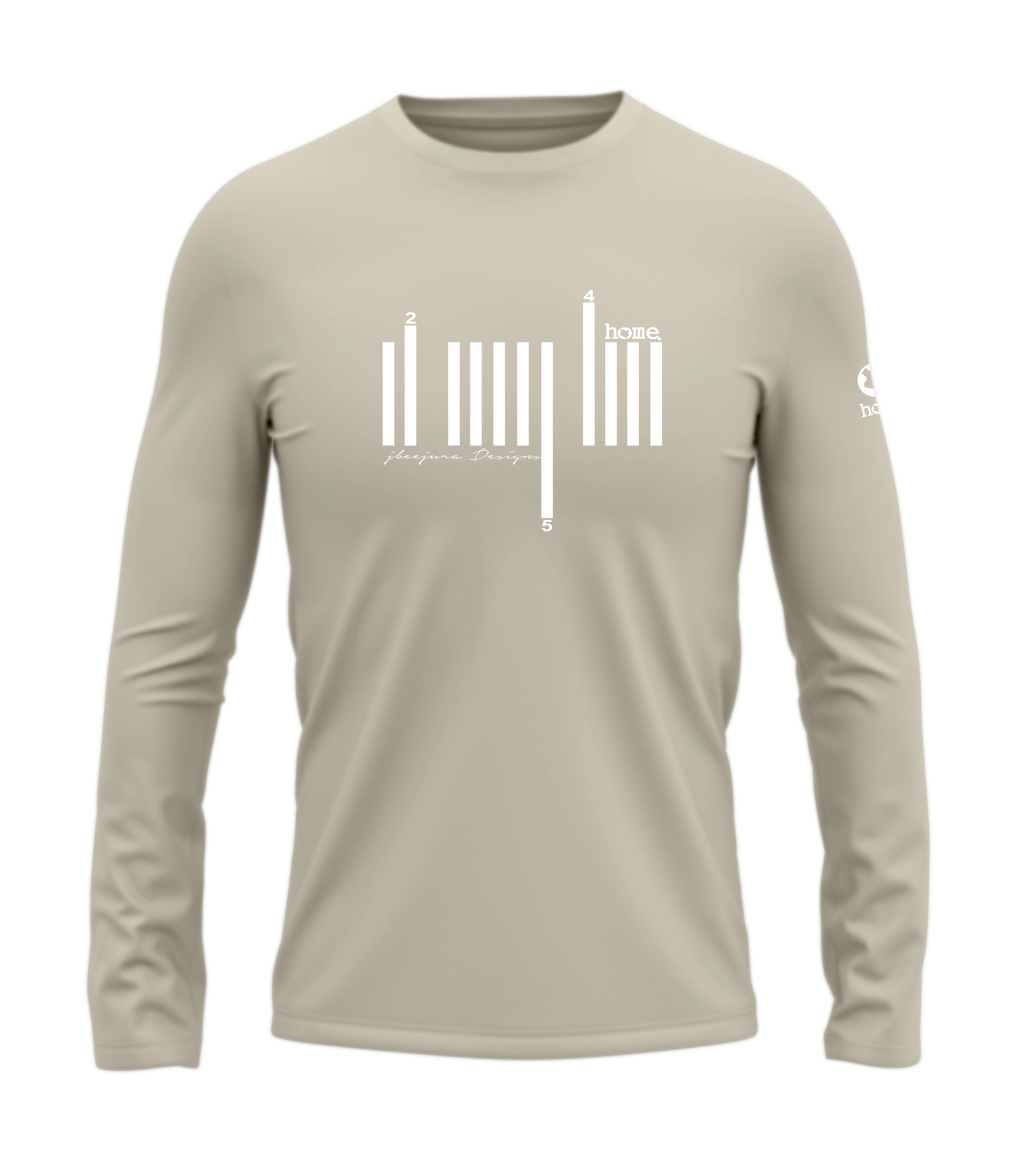 home_254 LONG-SLEEVED NUDE T-SHIRT WITH A WHITE BARS PRINT – COTTON PLUS FABRIC