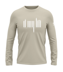 home_254 LONG-SLEEVED NUDE T-SHIRT WITH A WHITE BARS PRINT – COTTON PLUS FABRIC