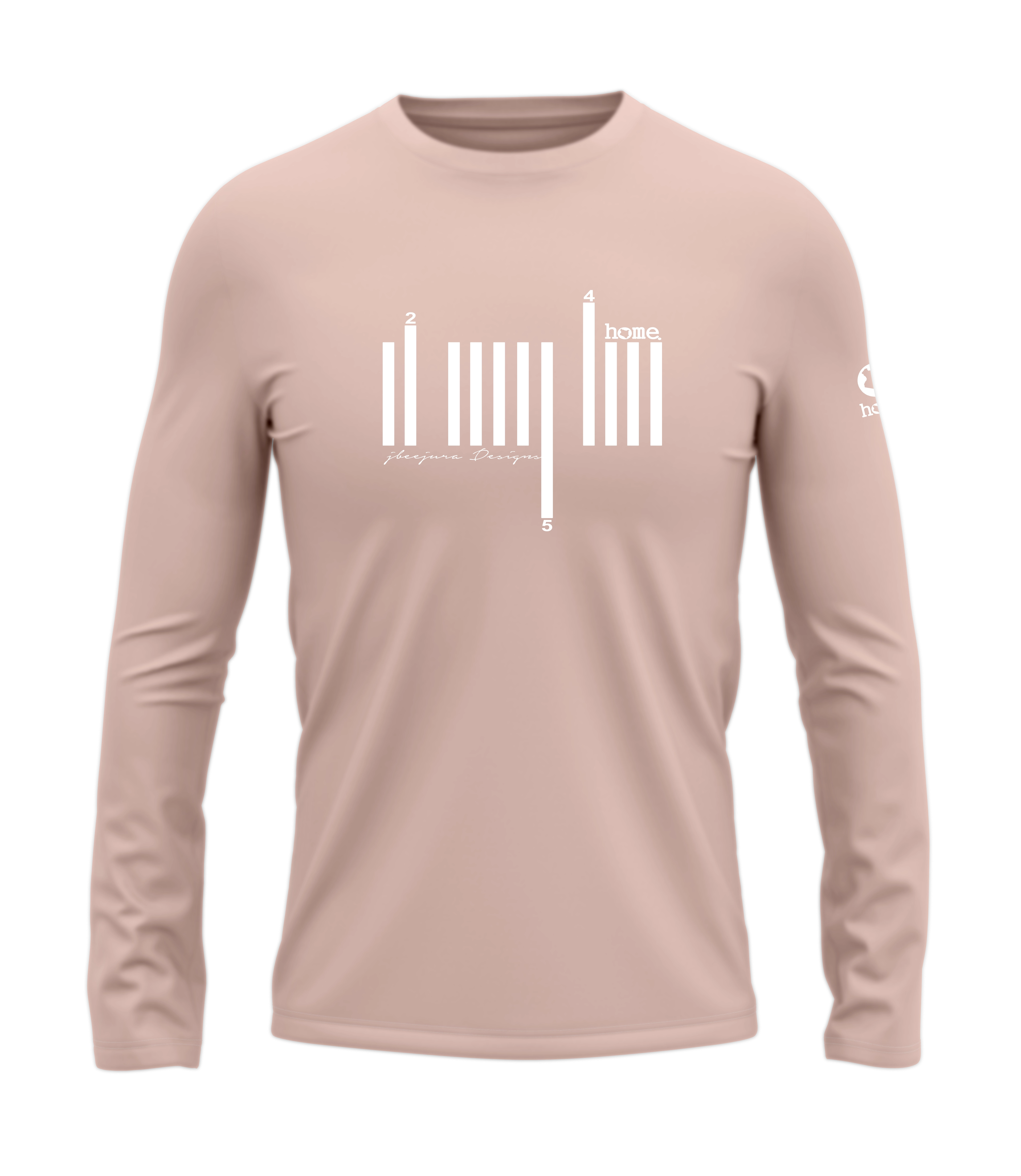 home_254 LONG-SLEEVED PEACH T-SHIRT WITH A WHITE BARS PRINT – COTTON PLUS FABRIC