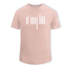 home_254 SHORT-SLEEVED PEACH T-SHIRT WITH A WHITE BARS PRINT – COTTON PLUS FABRIC