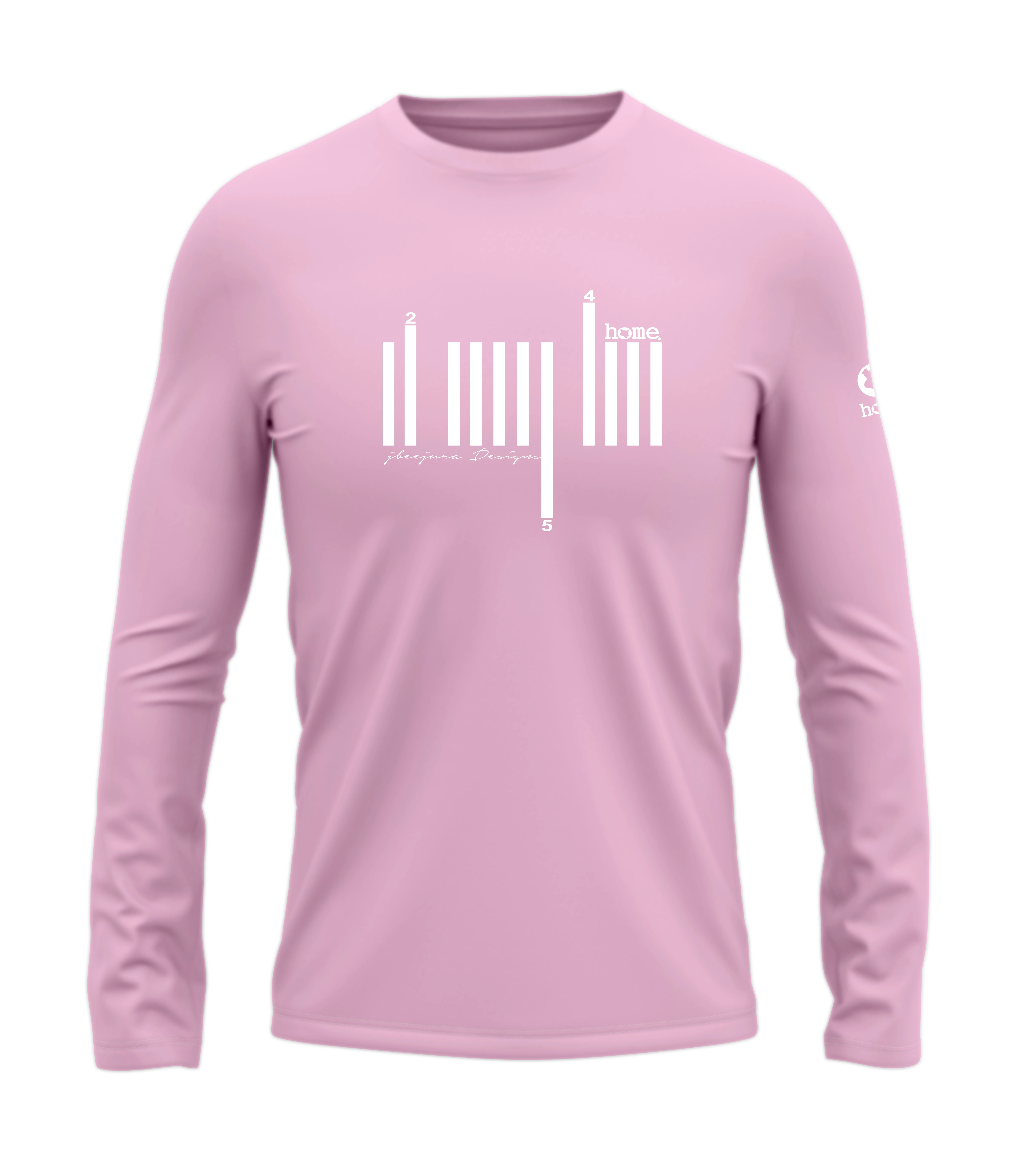 home_254 LONG-SLEEVED PINK T-SHIRT WITH A WHITE BARS PRINT – COTTON PLUS FABRIC