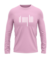 home_254 LONG-SLEEVED PINK T-SHIRT WITH A WHITE BARS PRINT – COTTON PLUS FABRIC