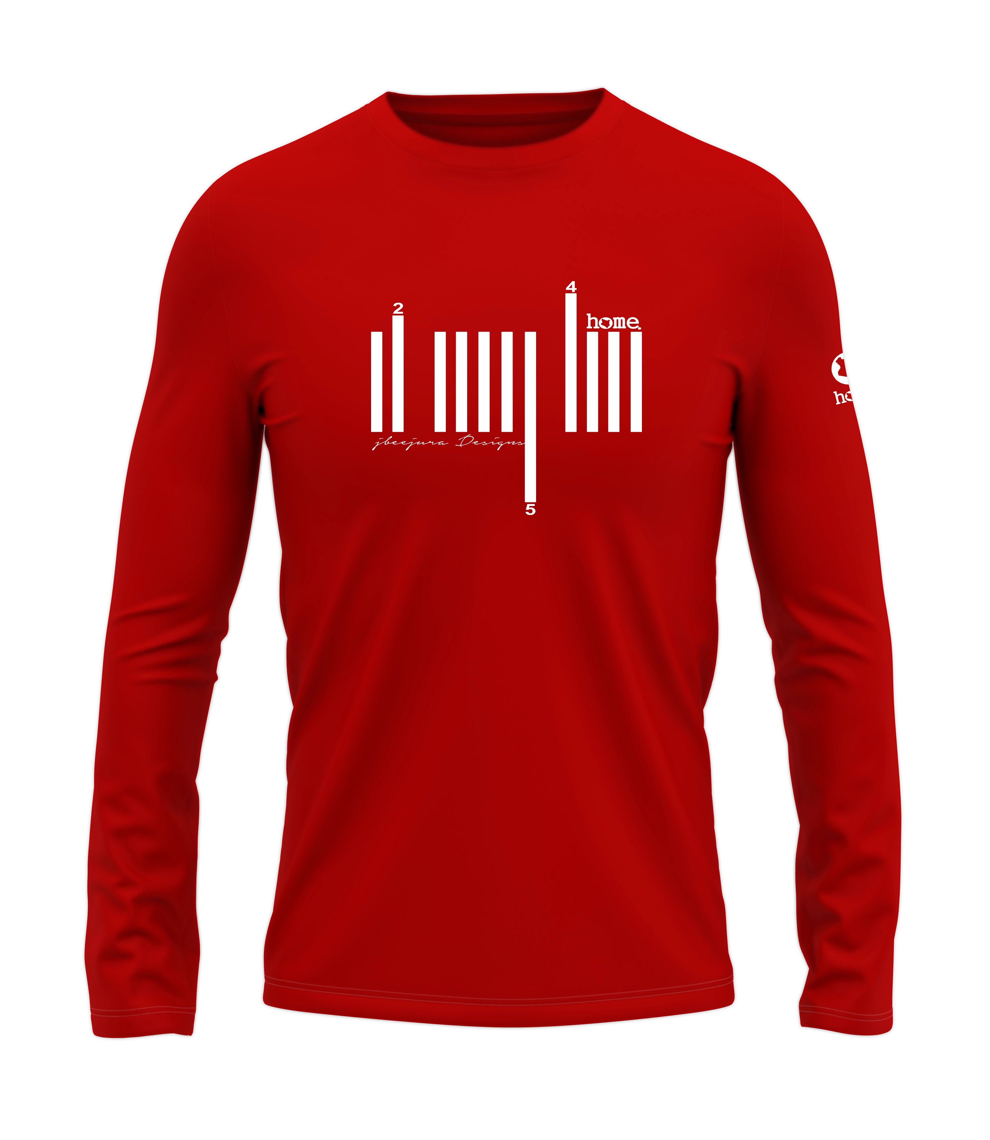 home_254 LONG-SLEEVED RED T-SHIRT WITH A WHITE BARS PRINT – COTTON PLUS FABRIC