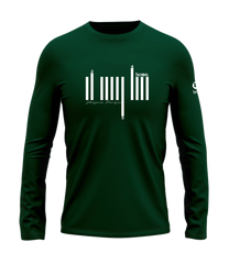 home_254 LONG-SLEEVED RICH GREEN T-SHIRT WITH A WHITE BARS PRINT – COTTON PLUS FABRIC