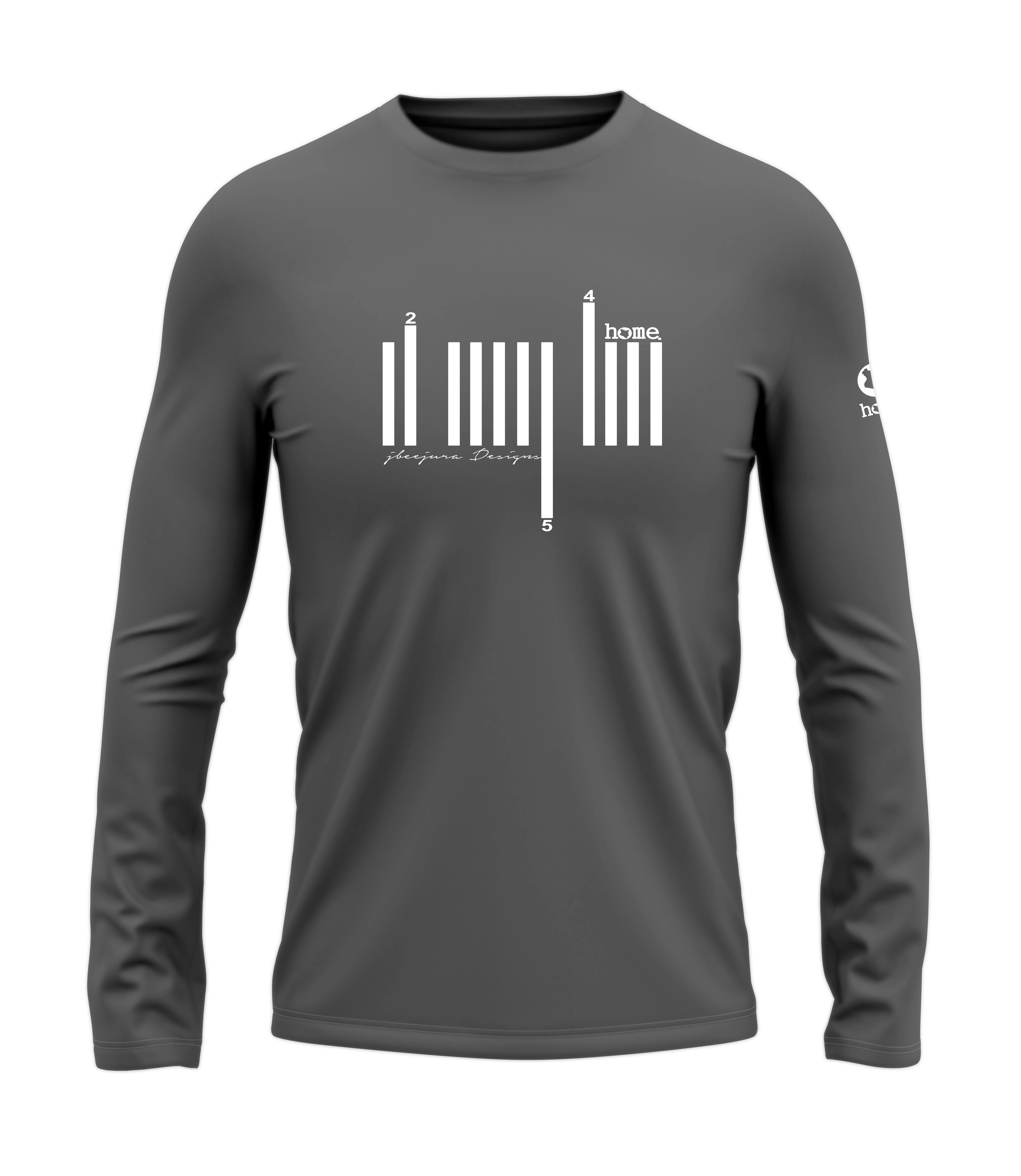 home_254 LONG-SLEEVED SAGE T-SHIRT WITH A WHITE BARS PRINT – COTTON PLUS FABRIC