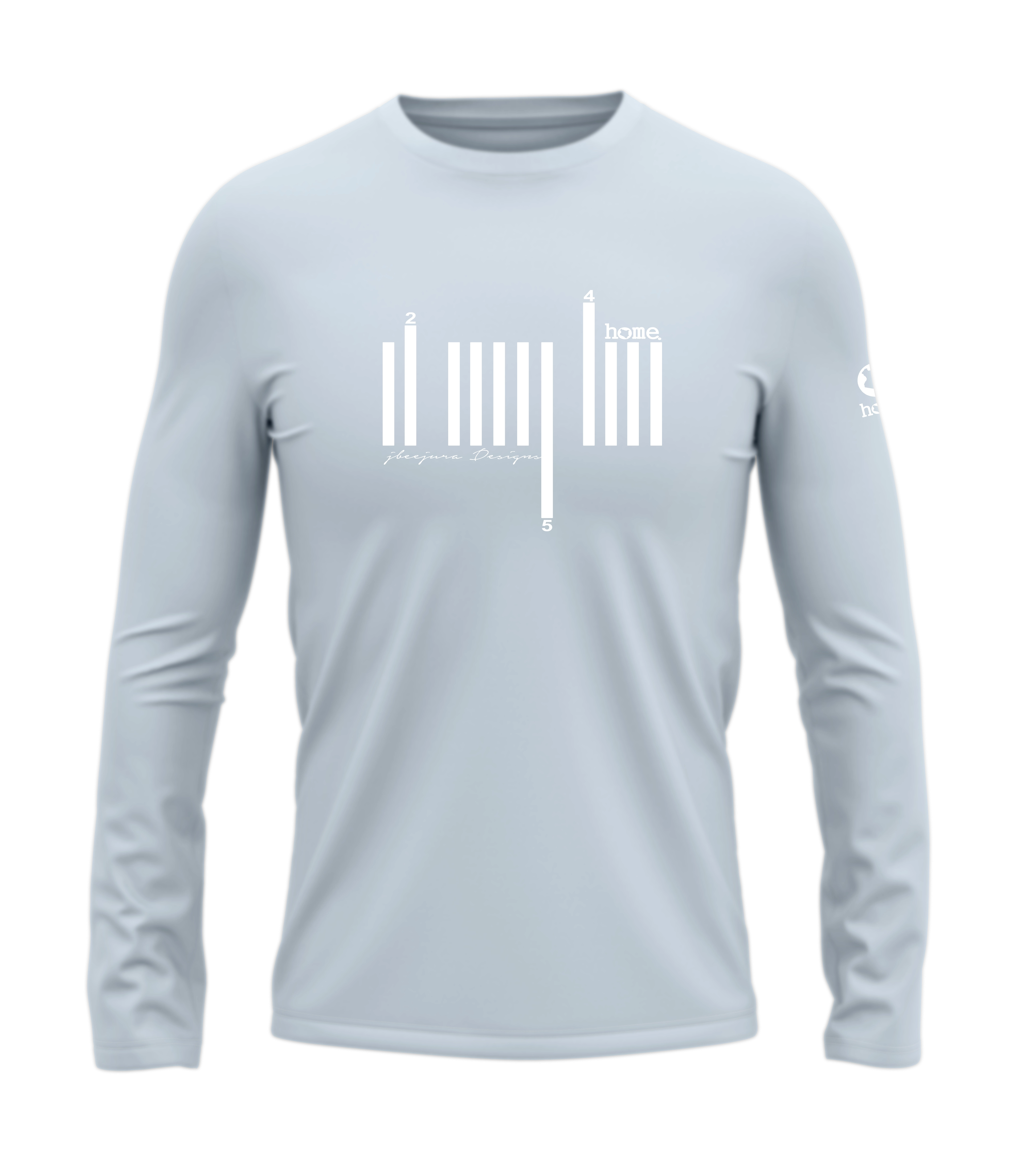 home_254 LONG-SLEEVED SKY-BLUE T-SHIRT WITH A WHITE BARS PRINT – COTTON PLUS FABRIC