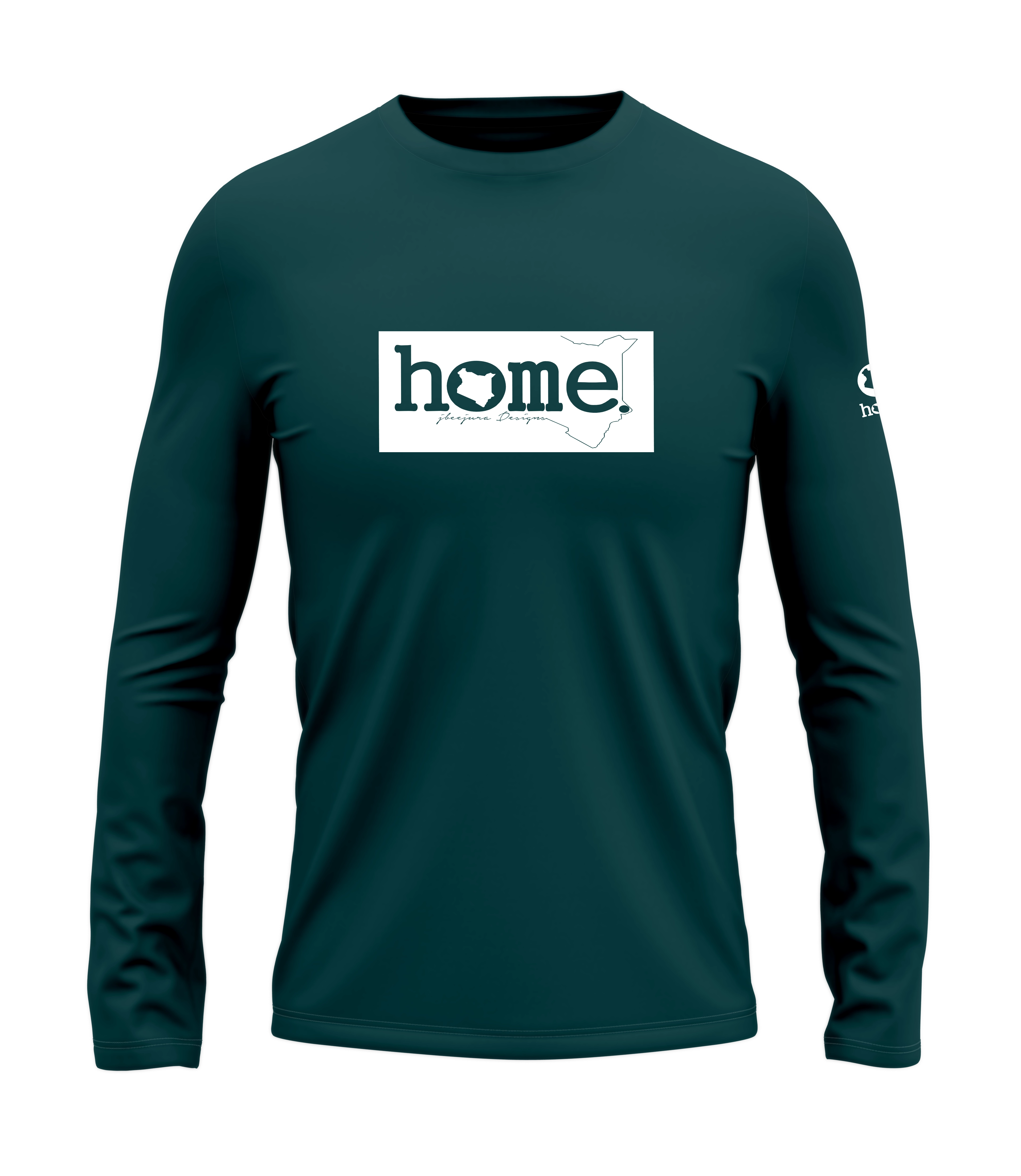 home_254 LONG-SLEEVED DEEP AQUA T-SHIRT WITH A WHITE CLASSIC PRINT 