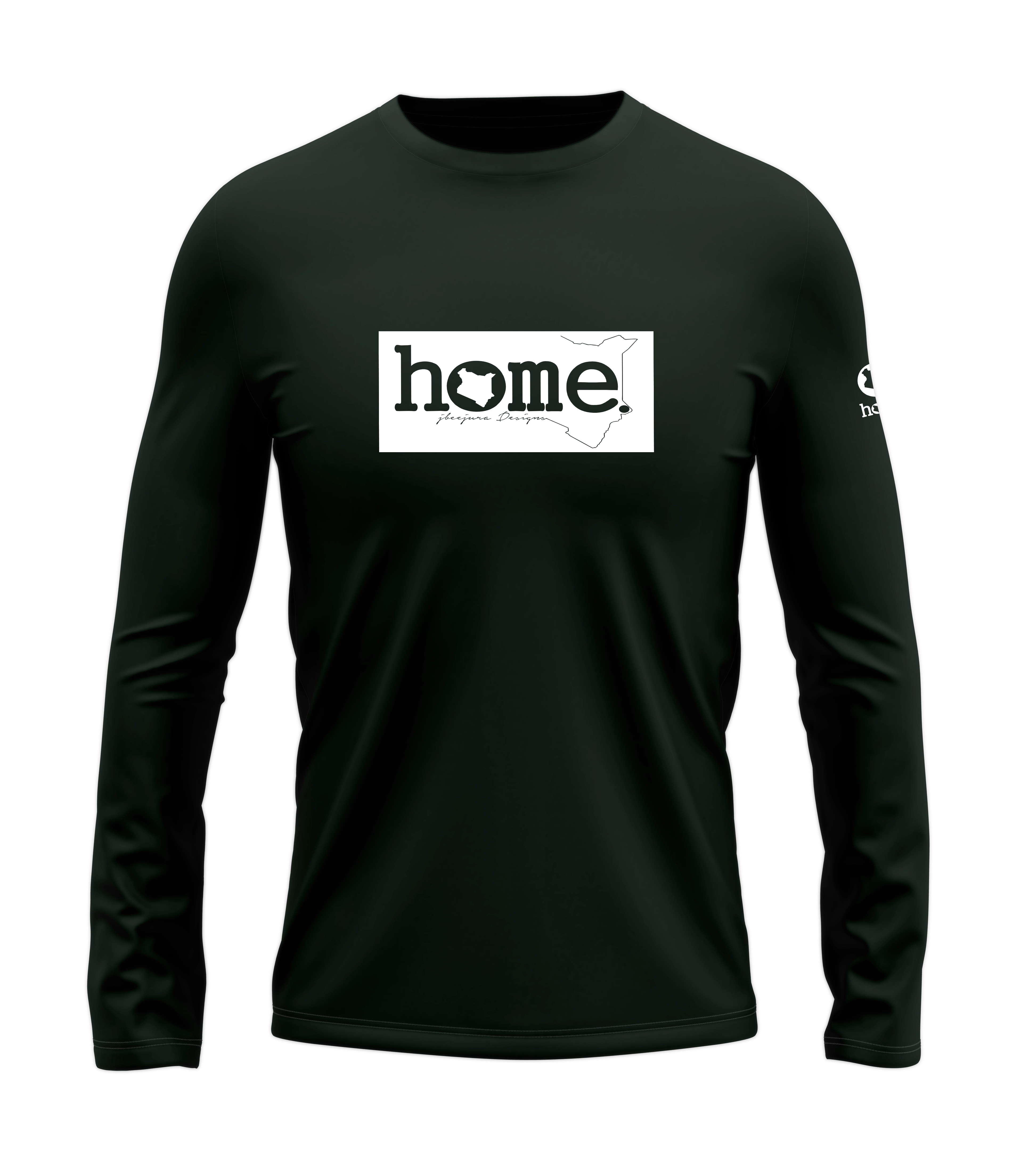 home_254 LONG-SLEEVED FOREST GREEN T-SHIRT WITH A WHITE CLASSIC PRINT – COTTON PLUS FABRIC