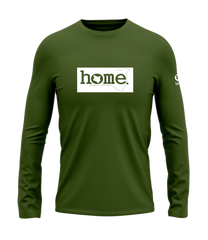 home_254 LONG-SLEEVED JUNGLE GREEN T-SHIRT WITH A WHITE CLASSIC PRINT – COTTON PLUS FABRIC