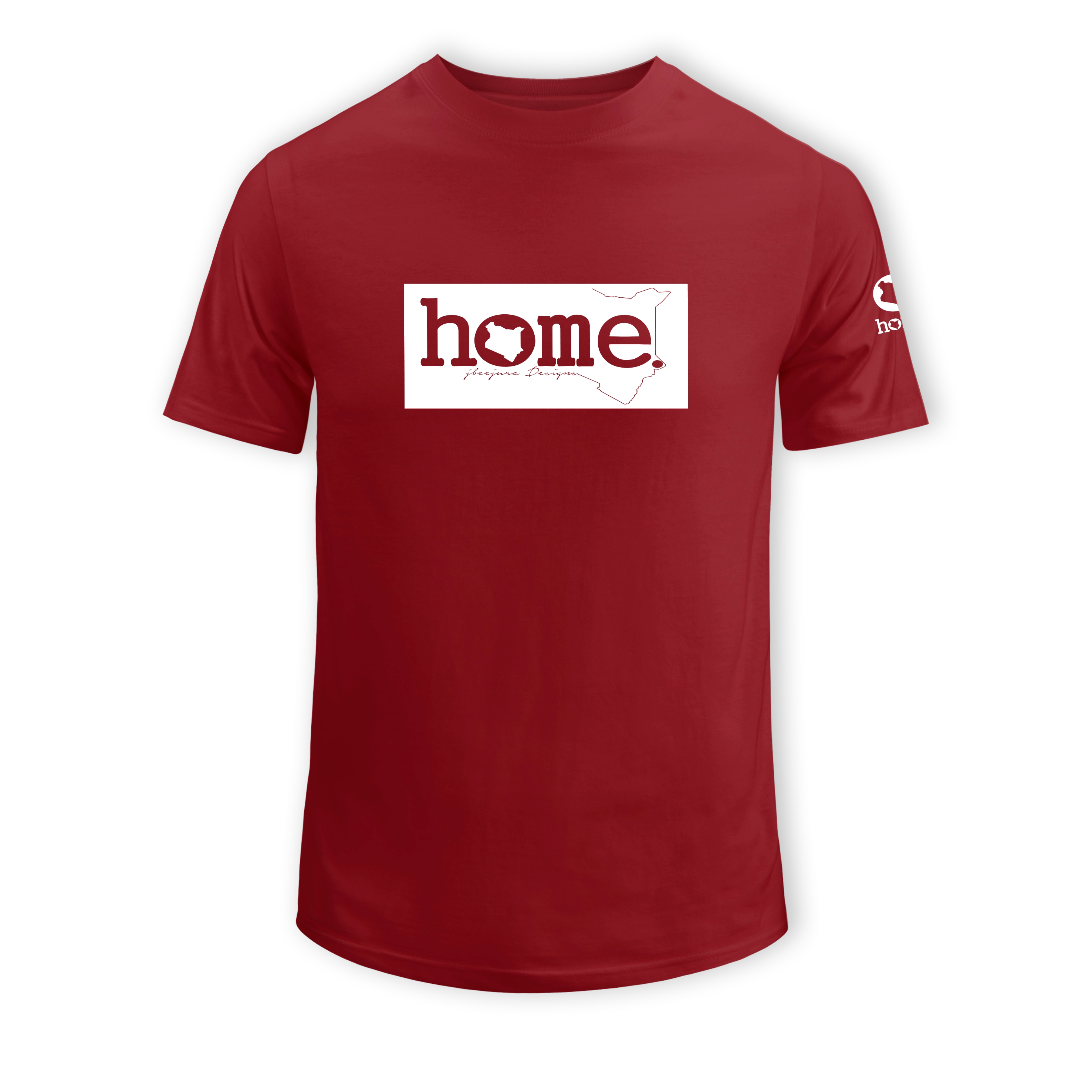 home_254 SHORT-SLEEVED MAROON RED T-SHIRT WITH A WHITE CLASSIC PRINT – COTTON PLUS FABRIC