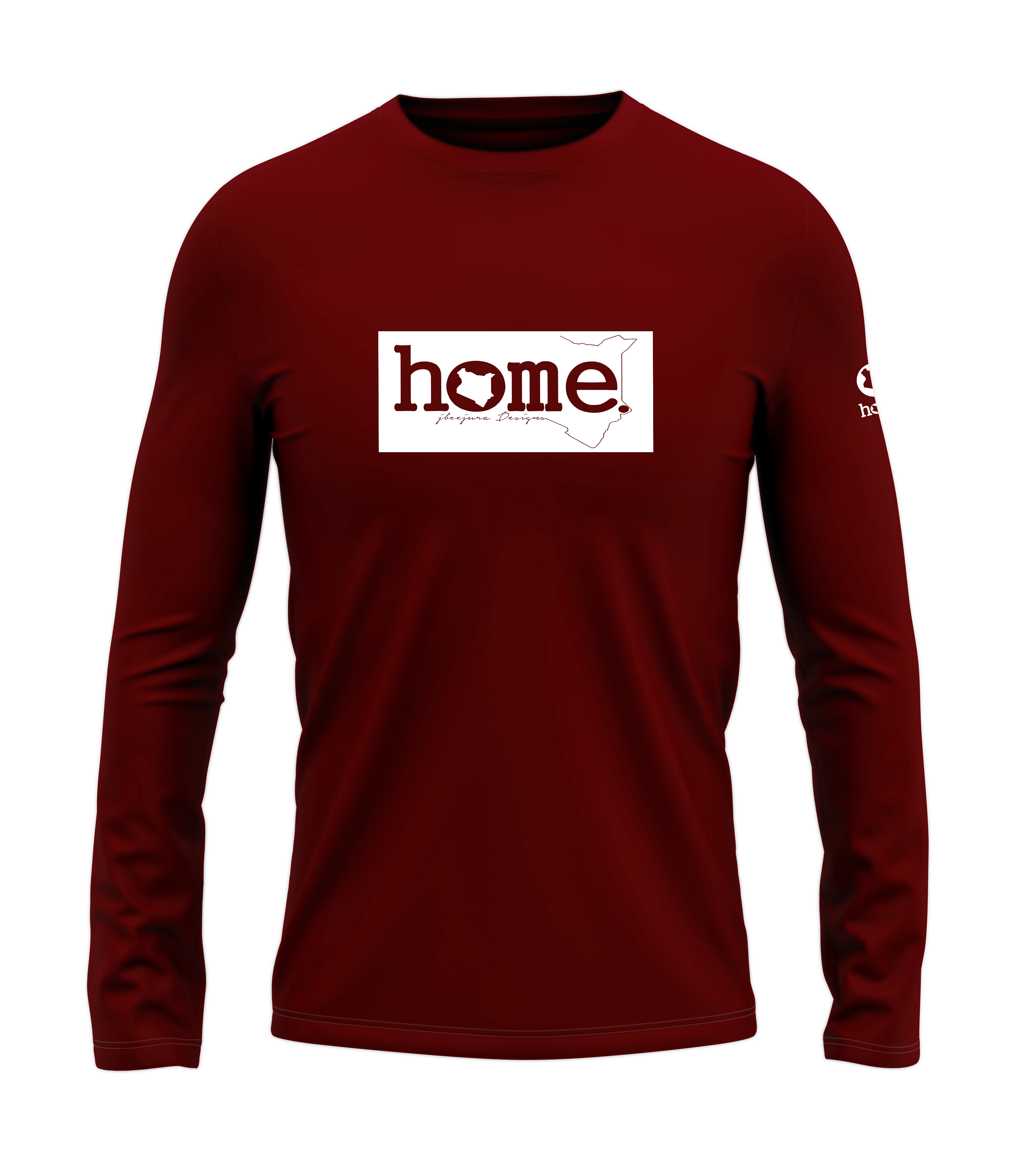 home_254 LONG-SLEEVED MAROON RED T-SHIRT WITH A WHITE CLASSIC PRINT – COTTON PLUS FABRIC