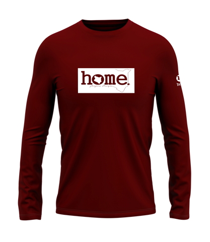 home_254 LONG-SLEEVED MAROON RED T-SHIRT WITH A WHITE CLASSIC PRINT – COTTON PLUS FABRIC