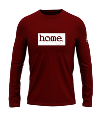 home_254 LONG-SLEEVED MAROON RED T-SHIRT WITH A WHITE CLASSIC PRINT – COTTON PLUS FABRIC