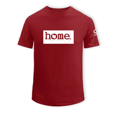 home_254 SHORT-SLEEVED MAROON RED T-SHIRT WITH A WHITE CLASSIC PRINT – COTTON PLUS FABRIC