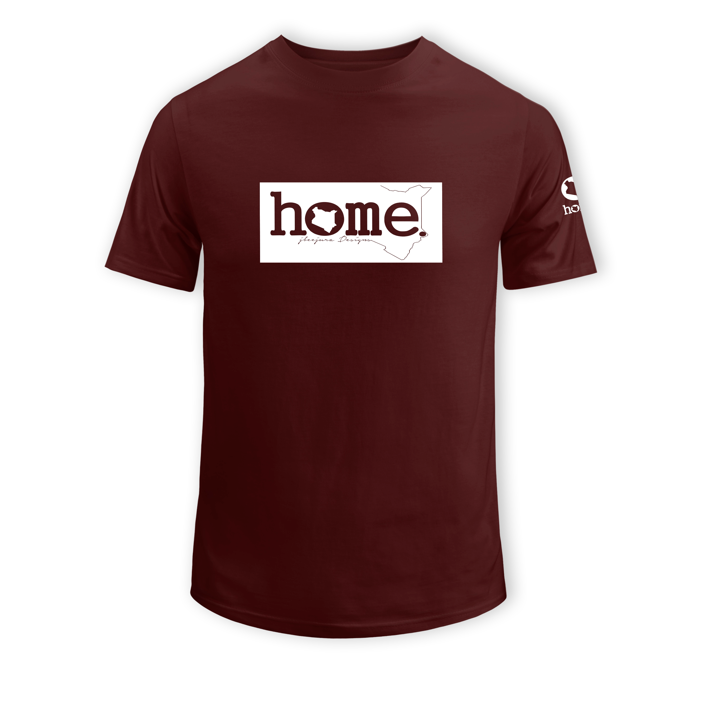 home_254 SHORT-SLEEVED MAROON T-SHIRT WITH A WHITE CLASSIC PRINT – COTTON PLUS FABRIC