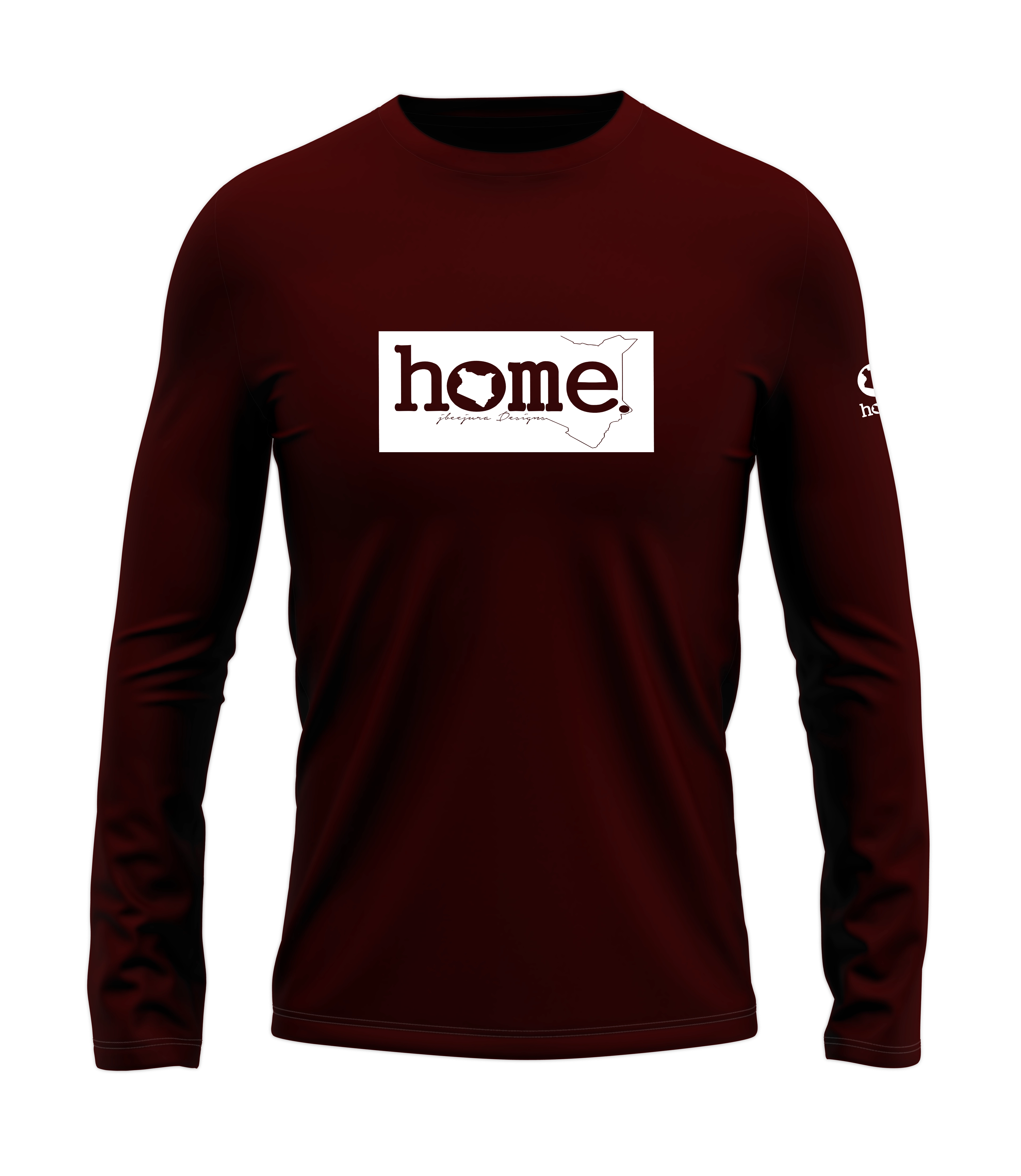 home_254 LONG-SLEEVED MAROON T-SHIRT WITH A WHITE CLASSIC PRINT – COTTON PLUS FABRIC