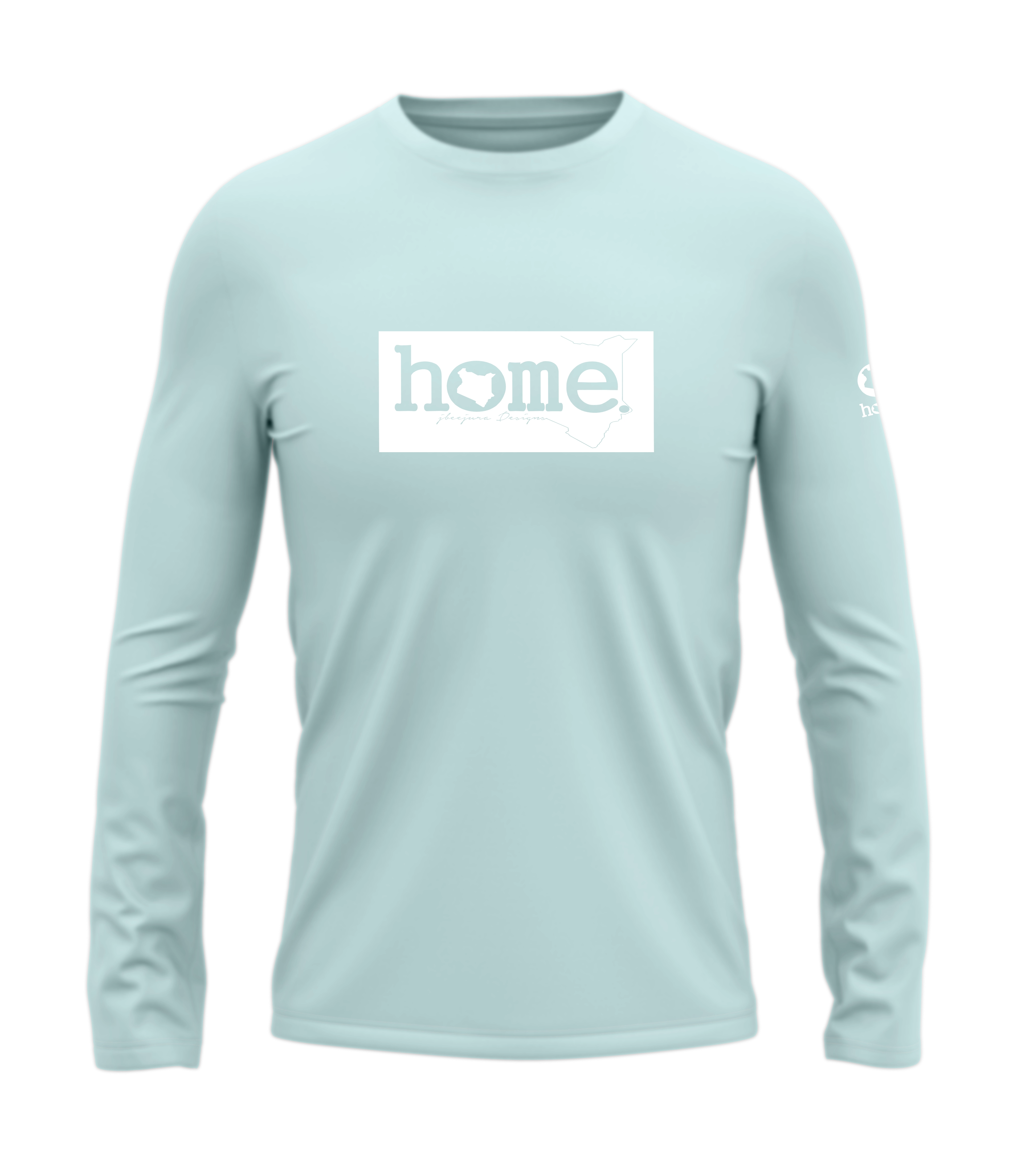 home_254 LONG-SLEEVED MISTY BLUE T-SHIRT WITH A WHITE CLASSIC PRINT – COTTON PLUS FABRIC