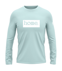 home_254 LONG-SLEEVED MISTY BLUE T-SHIRT WITH A WHITE CLASSIC PRINT – COTTON PLUS FABRIC