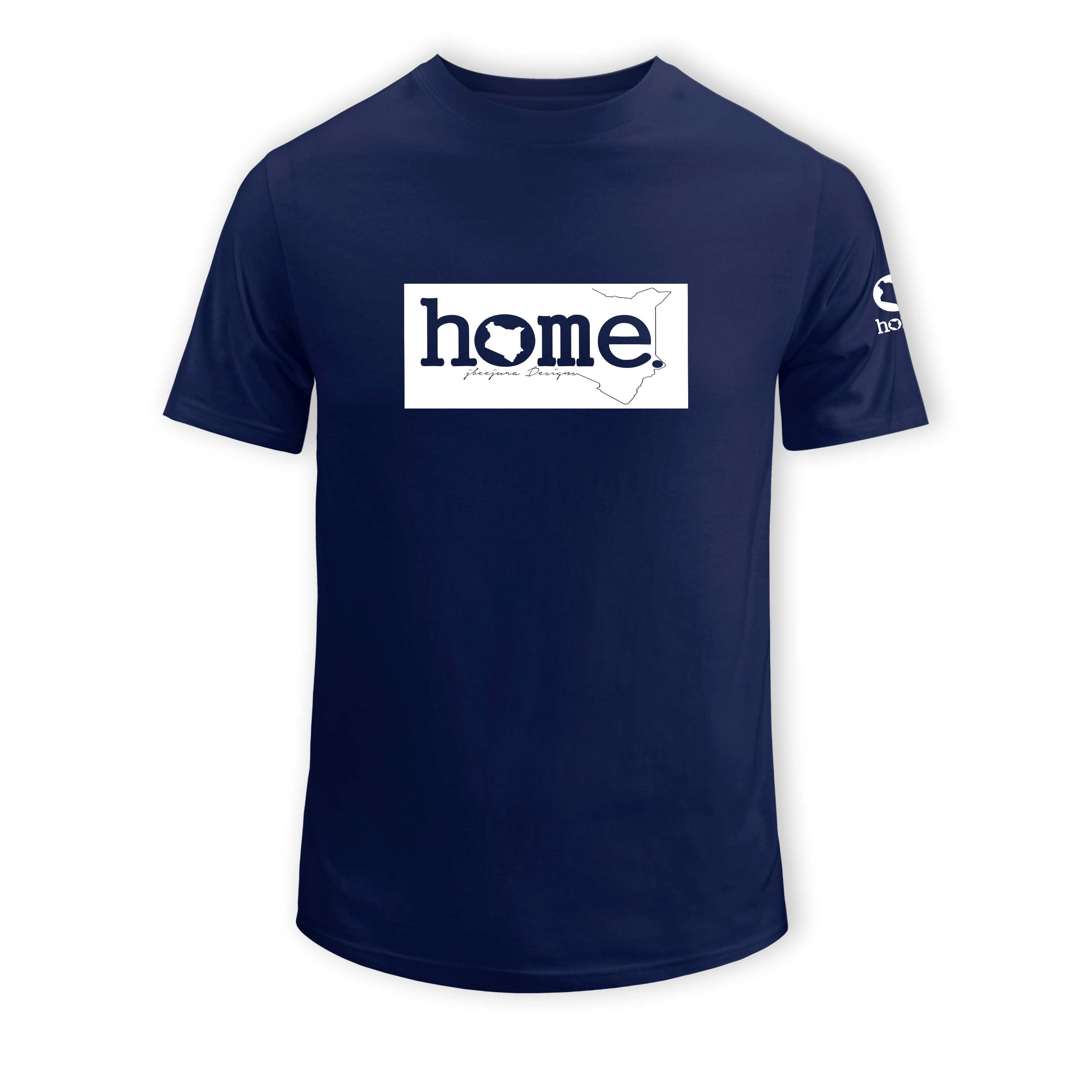 home_254 SHORT-SLEEVED NAVY BLUE T-SHIRT WITH A WHITE CLASSIC PRINT – COTTON PLUS FABRIC