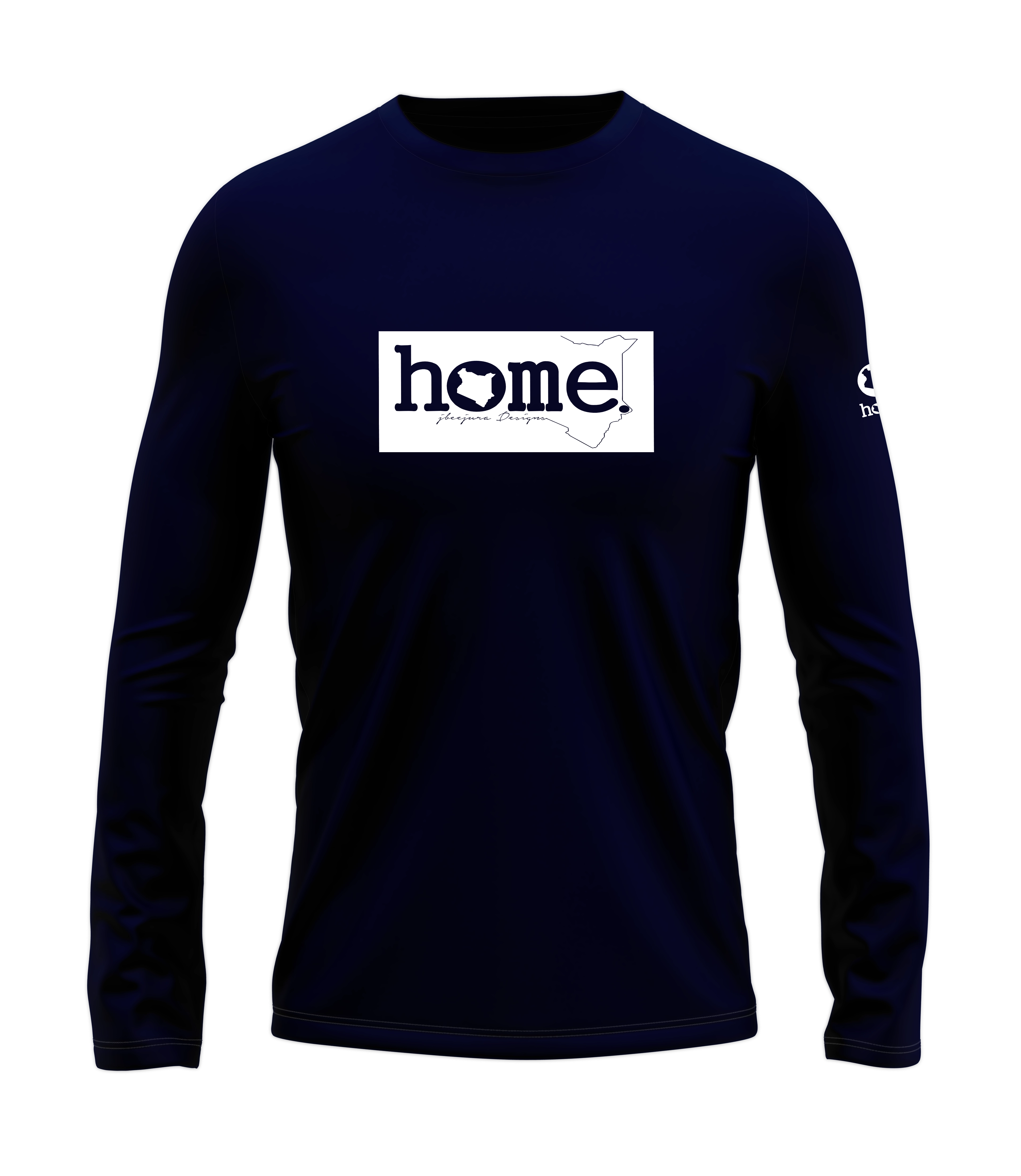 home_254 LONG-SLEEVED NAVY BLUE T-SHIRT WITH A WHITE CLASSIC PRINT – COTTON PLUS FABRIC