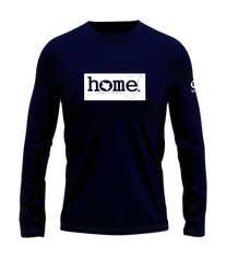 home_254 LONG-SLEEVED NAVY BLUE T-SHIRT WITH A WHITE CLASSIC PRINT – COTTON PLUS FABRIC