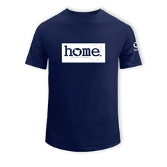 home_254 SHORT-SLEEVED NAVY BLUE T-SHIRT WITH A WHITE CLASSIC PRINT – COTTON PLUS FABRIC