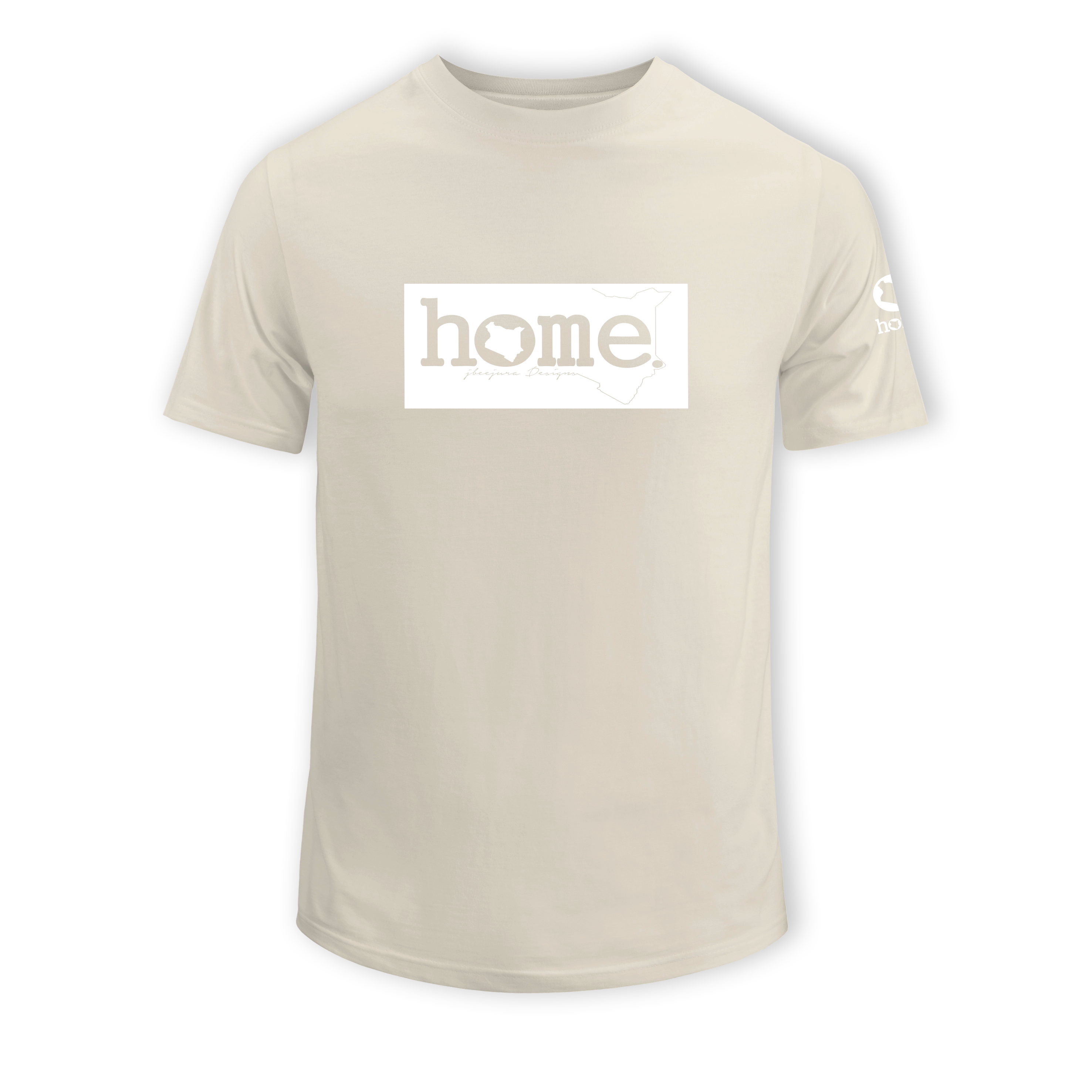 home_254 SHORT-SLEEVED NUDE T-SHIRT WITH A WHITE CLASSIC PRINT – COTTON PLUS FABRIC