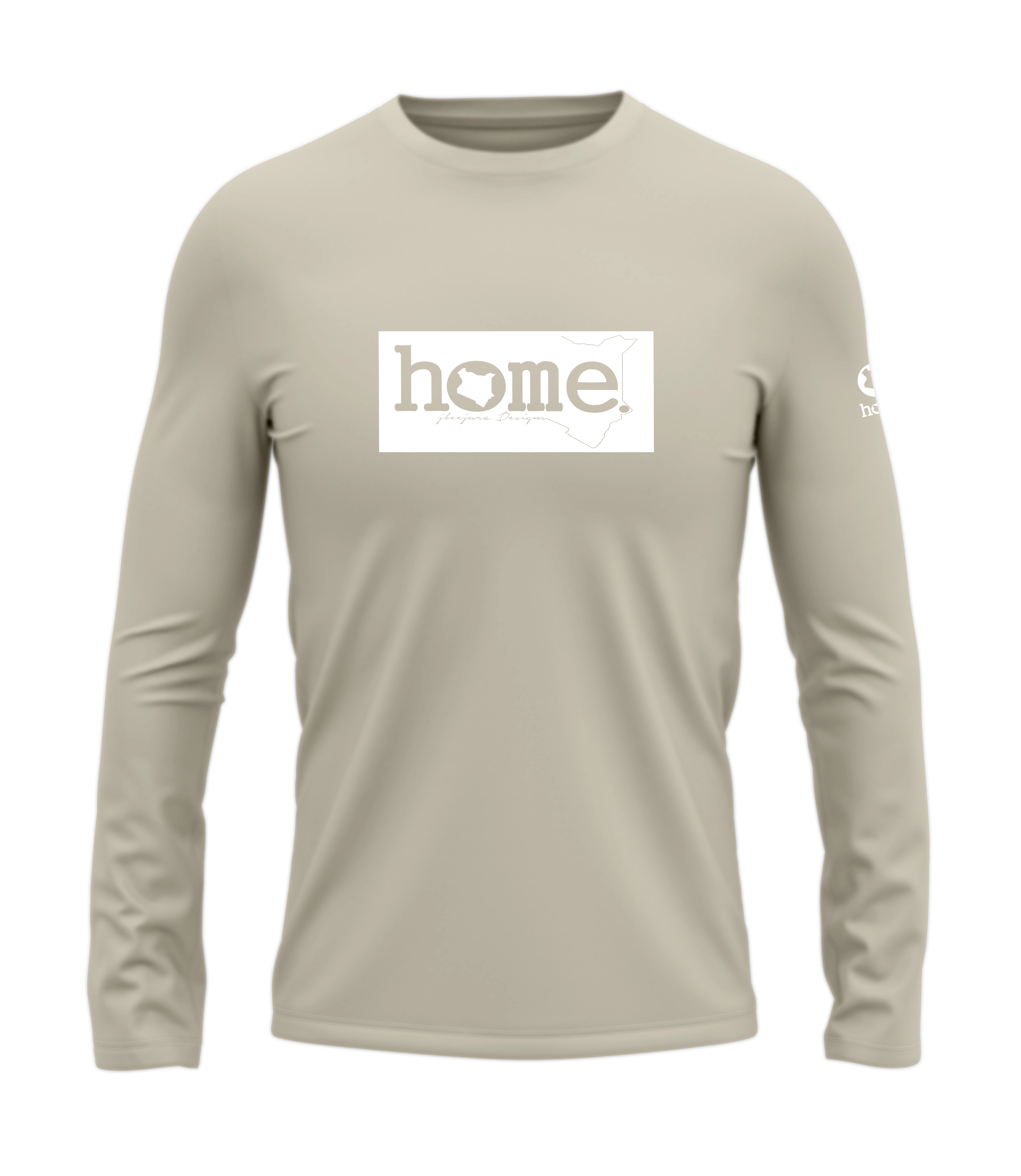 home_254 LONG-SLEEVED NUDE T-SHIRT WITH A WHITE CLASSIC PRINT – COTTON PLUS FABRIC