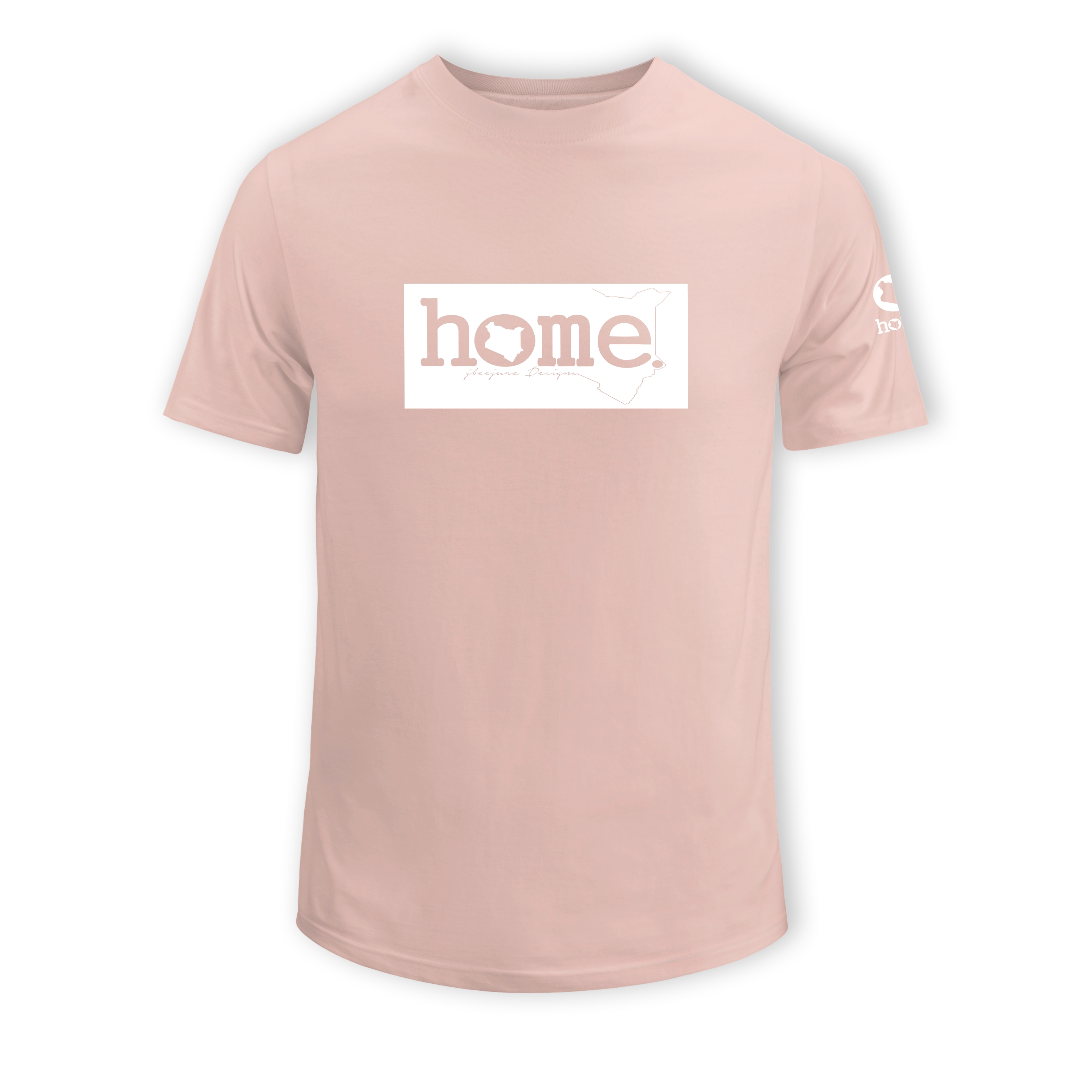home_254 SHORT-SLEEVED PEACH T-SHIRT WITH A WHITE CLASSIC PRINT – COTTON PLUS FABRIC