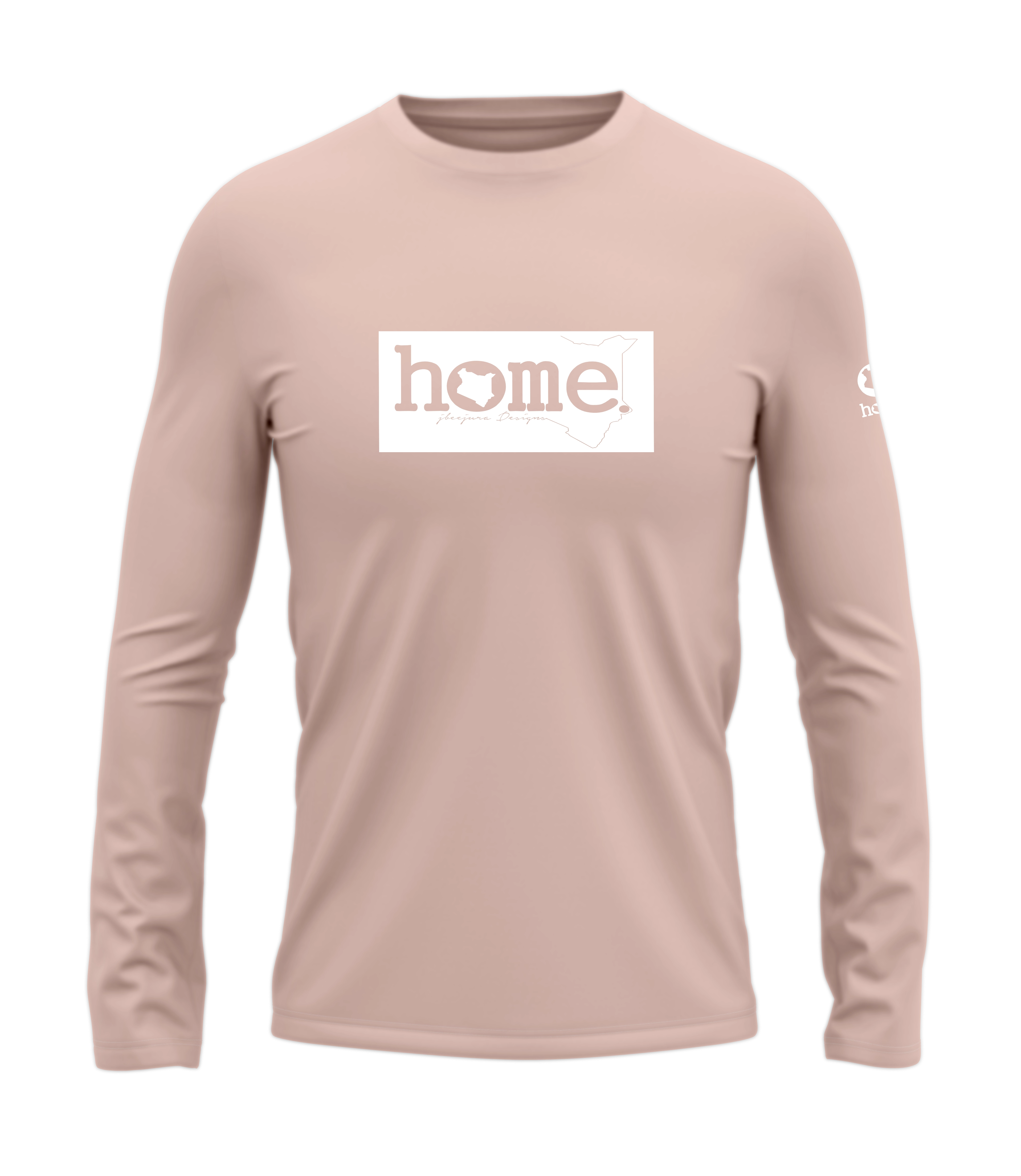 home_254 LONG-SLEEVED PEACH T-SHIRT WITH A WHITE CLASSIC PRINT – COTTON PLUS FABRIC