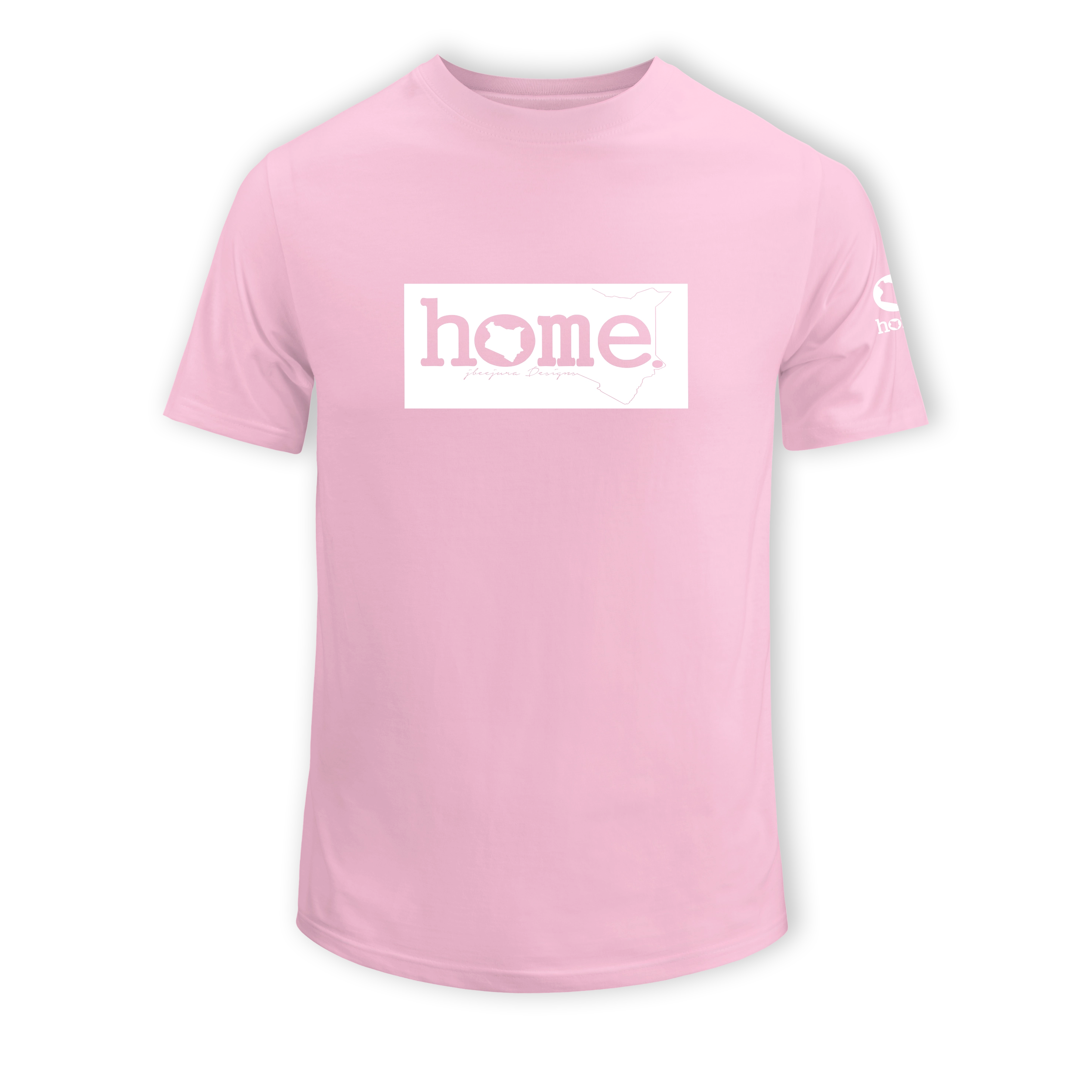 home_254 SHORT-SLEEVED PINK T-SHIRT WITH A WHITE CLASSIC PRINT – COTTON PLUS FABRIC