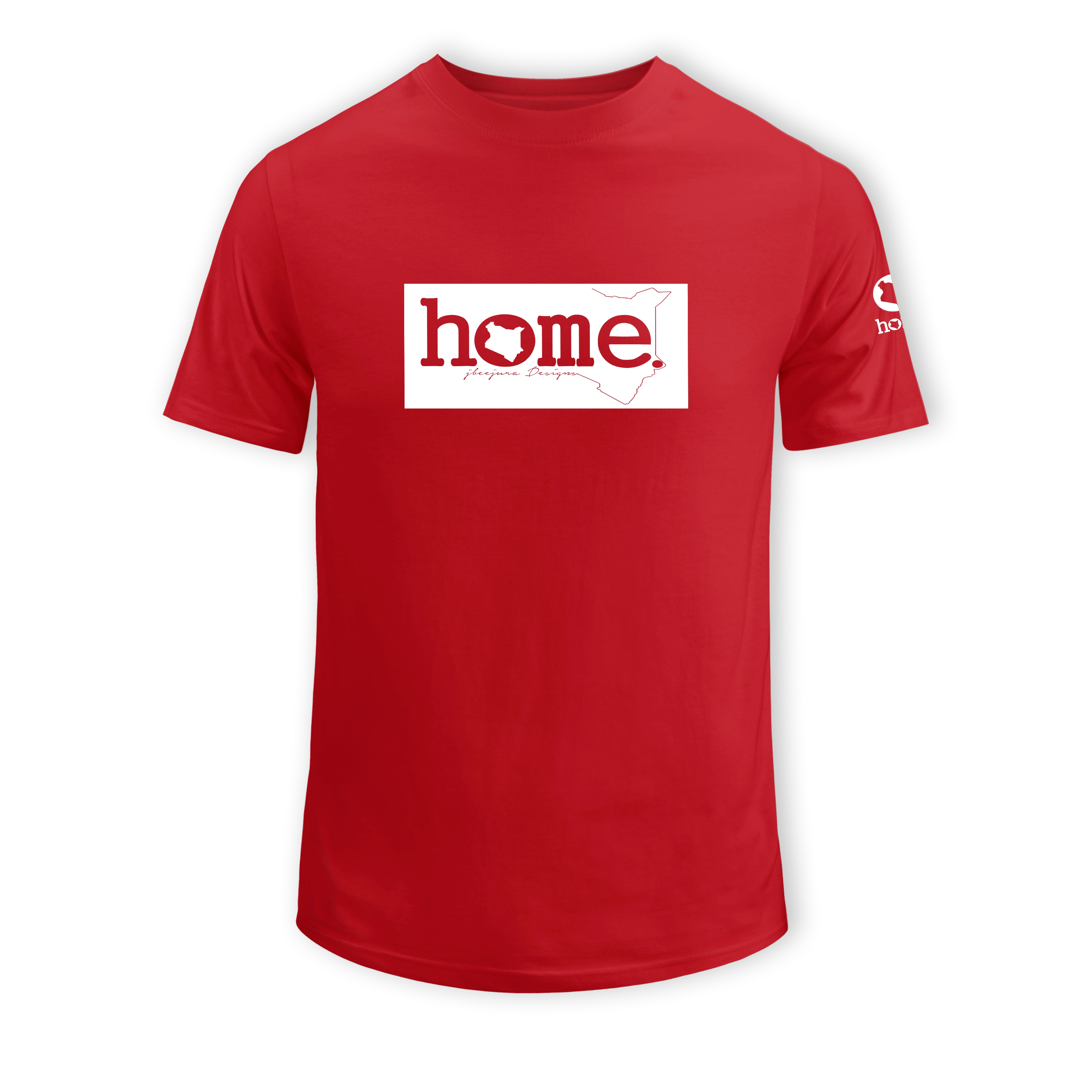 home_254 SHORT-SLEEVED RED T-SHIRT WITH A WHITE CLASSIC PRINT – COTTON PLUS FABRIC