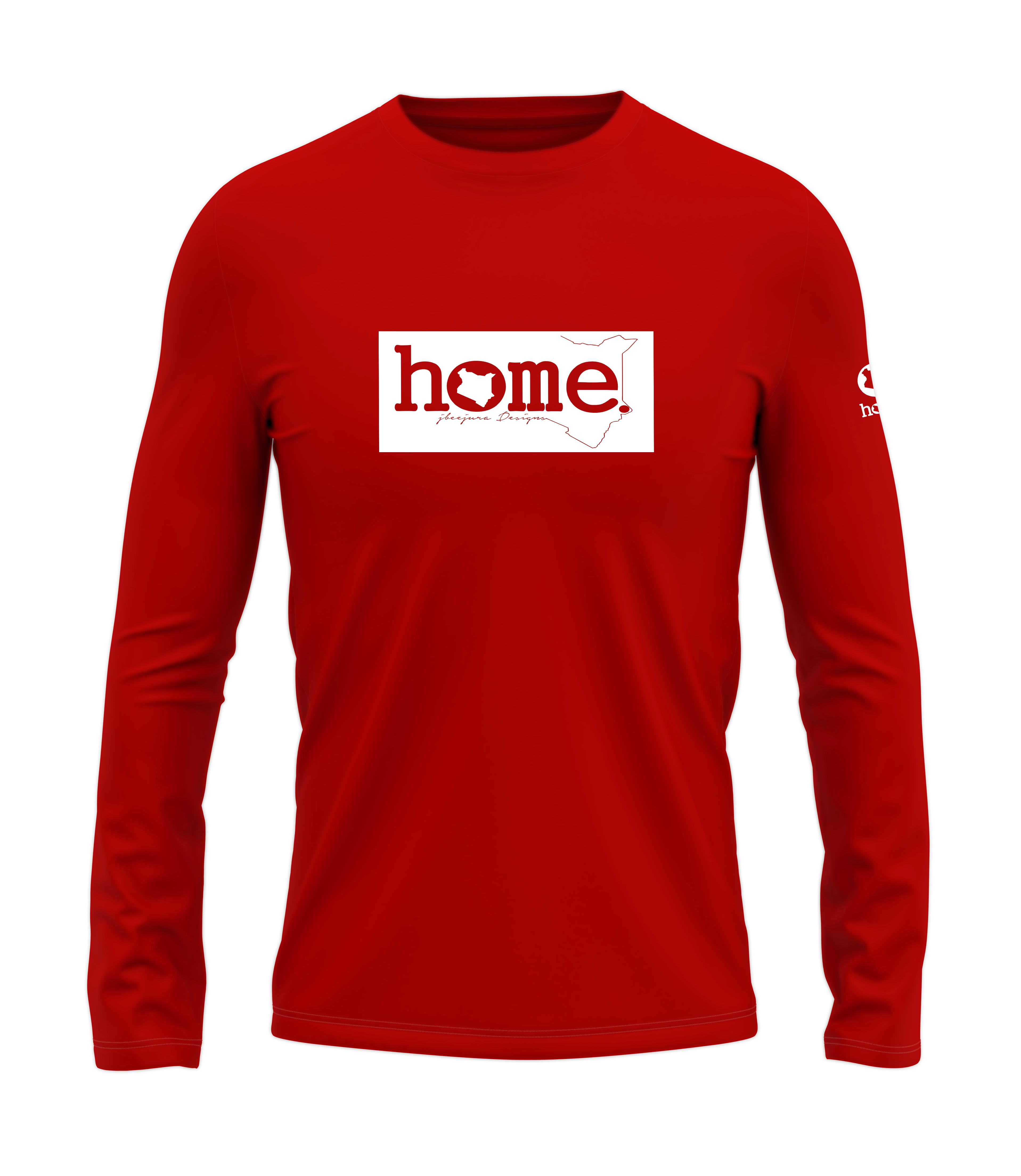 home_254 LONG-SLEEVED RED T-SHIRT WITH A WHITE CLASSIC PRINT – COTTON PLUS FABRIC