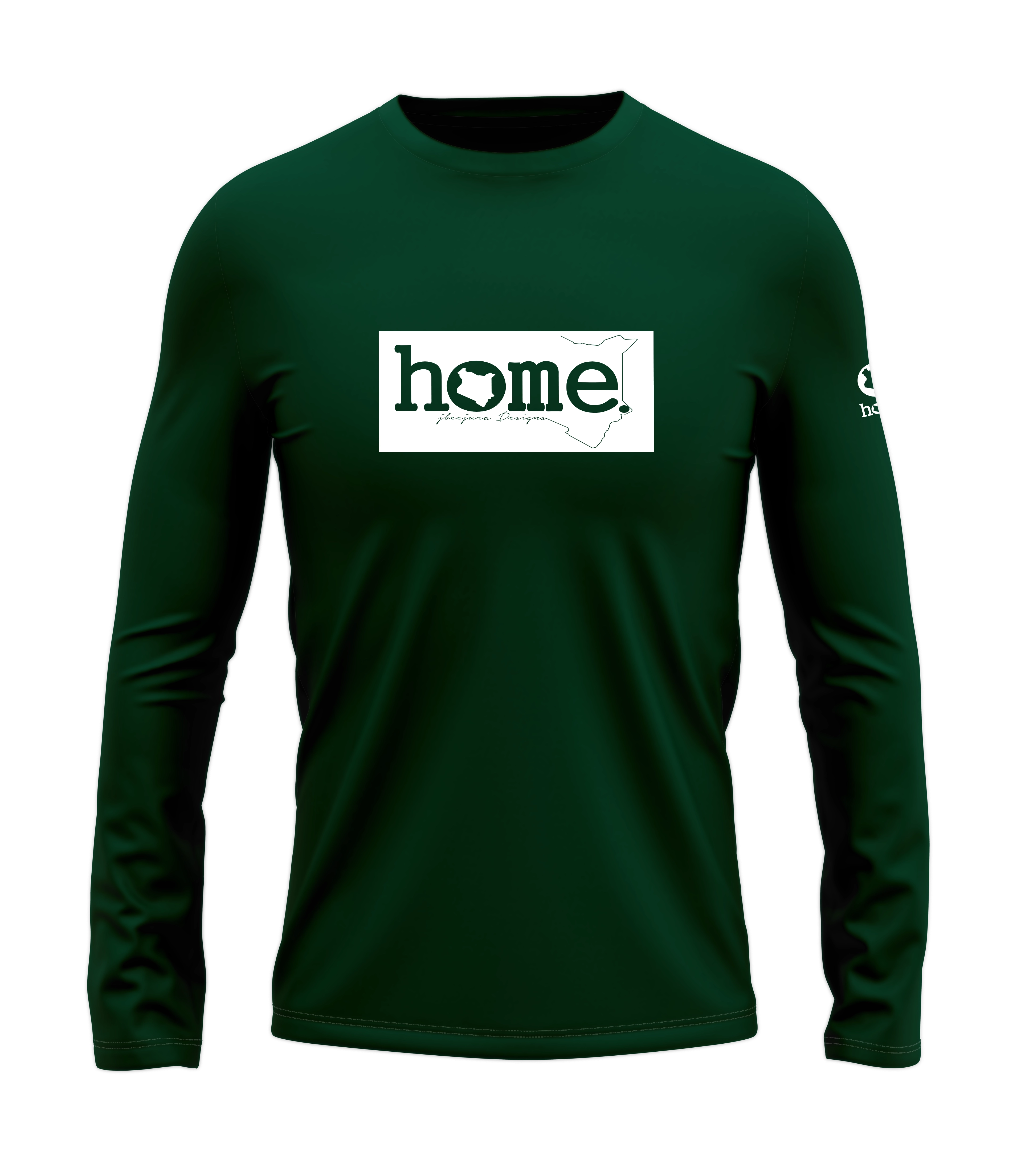 home_254 LONG-SLEEVED RICH GREEN T-SHIRT WITH A WHITE CLASSIC PRINT – COTTON PLUS FABRIC