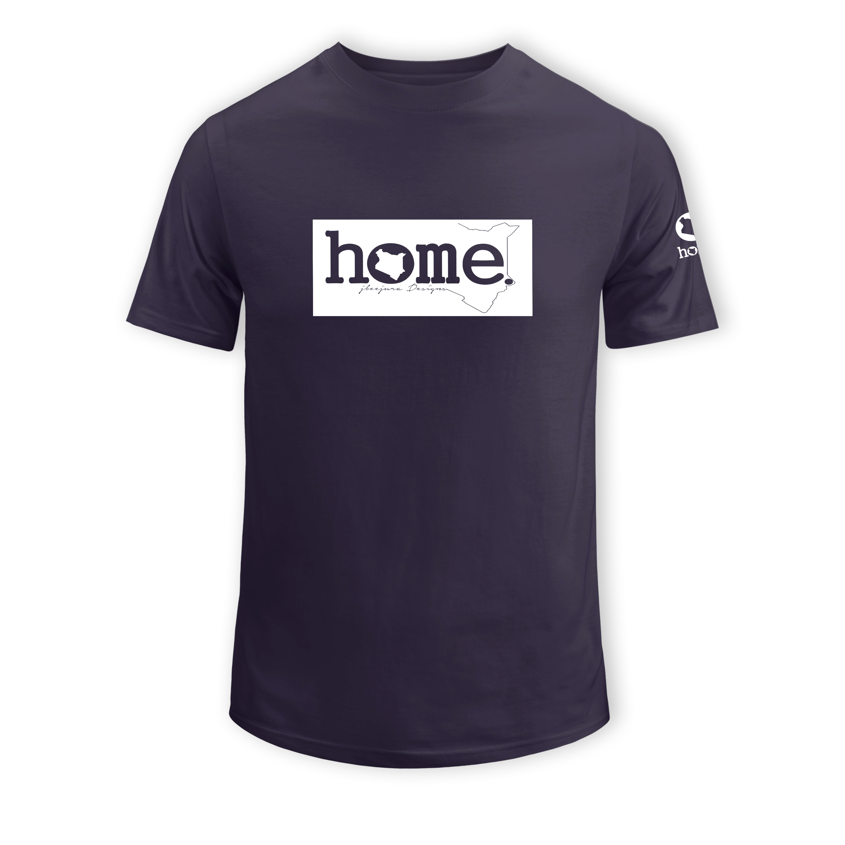 home_254 SHORT-SLEEVED RICH PURPLE T-SHIRT WITH A WHITE CLASSIC PRINT – COTTON PLUS FABRIC