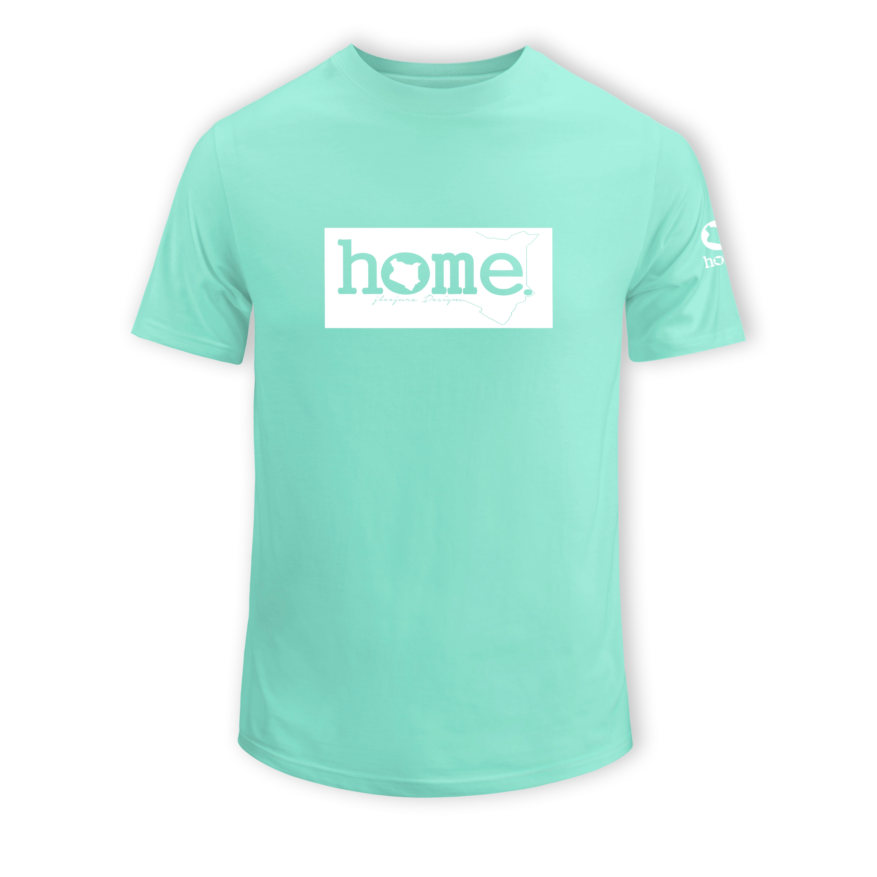 home_254 SHORT-SLEEVED TURQUOISE GREEN T-SHIRT WITH A WHITE CLASSIC PRINT – COTTON PLUS FABRIC