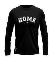 home_254 LONG-SLEEVED BLACK T-SHIRT WITH A WHITE COLLEGE PRINT – COTTON PLUS FABRIC