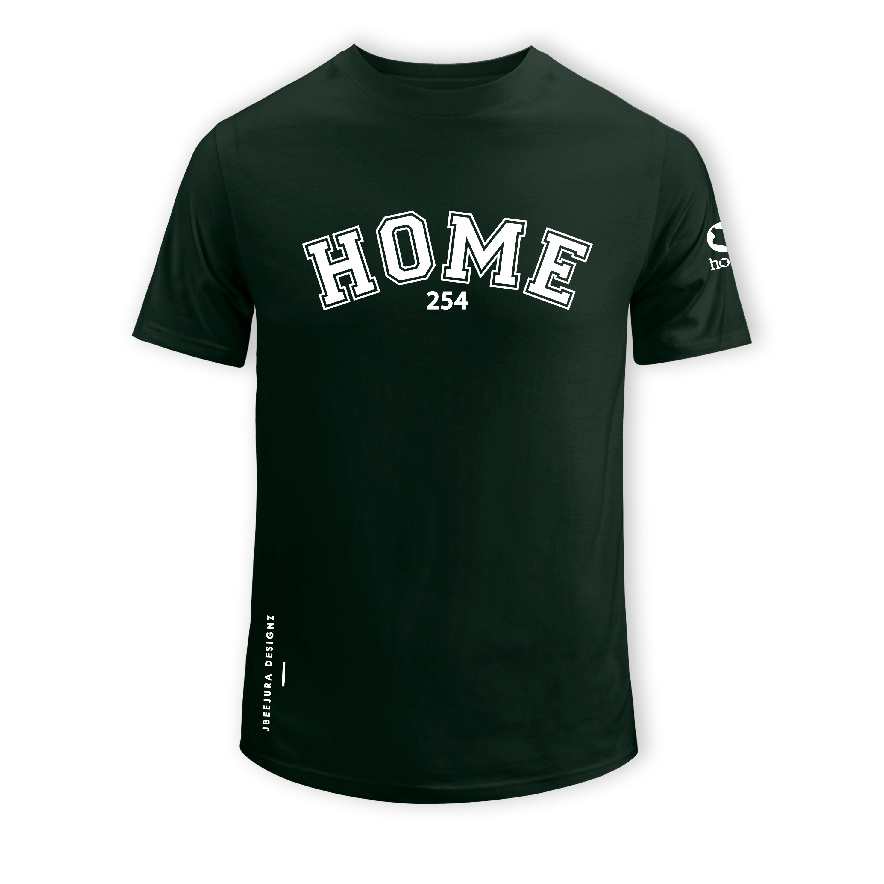  home_254 SHORT-SLEEVED FOREST GREEN T-SHIRT WITH A WHITE COLLEGE PRINT – COTTON PLUS FABRIC