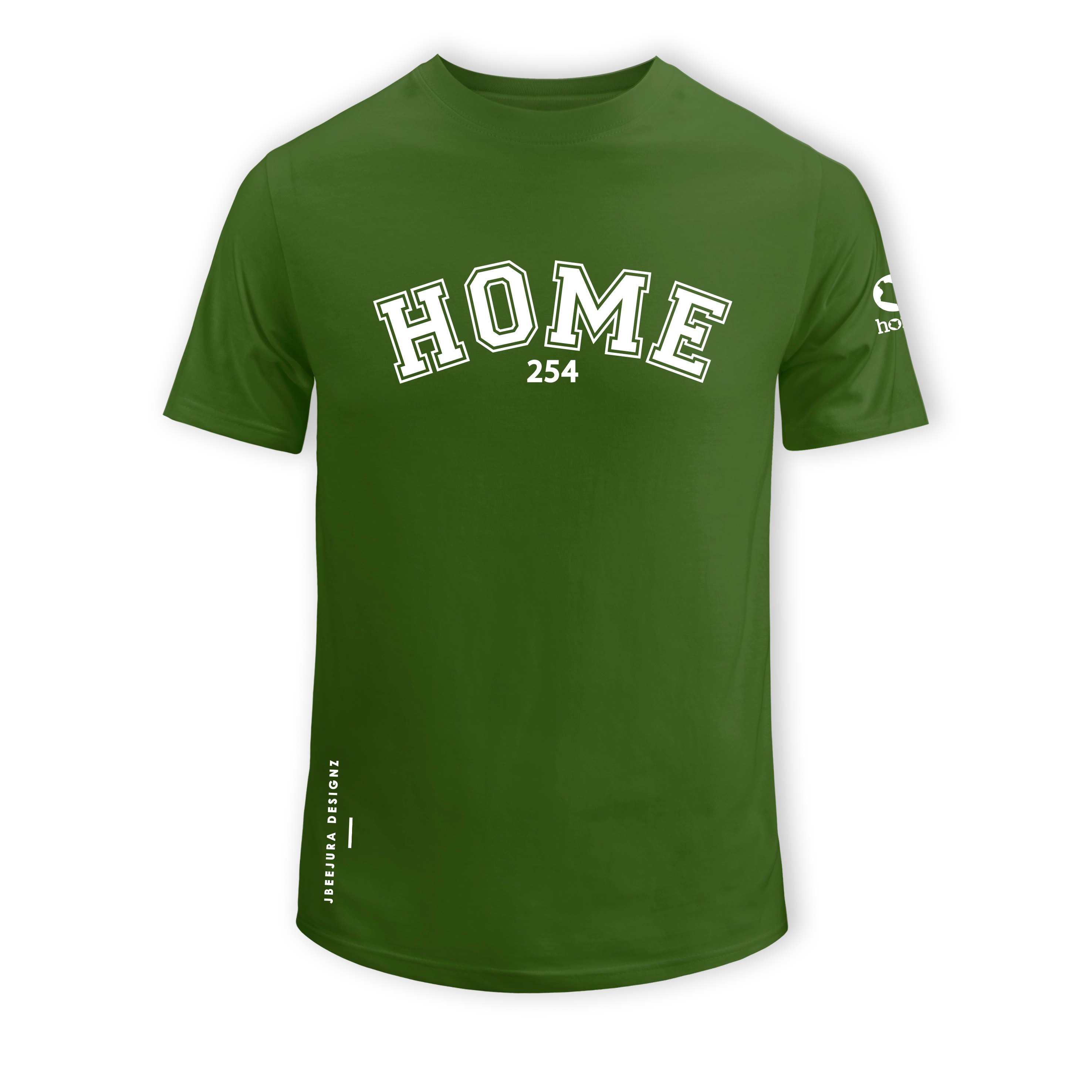  home_254 SHORT-SLEEVED JUNGLE GREEN T-SHIRT WITH A WHITE COLLEGE PRINT – COTTON PLUS FABRIC