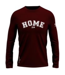 home_254 LONG-SLEEVED MAROON T-SHIRT WITH A WHITE COLLEGE PRINT – COTTON PLUS FABRIC