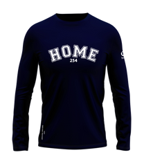 home_254 LONG-SLEEVED NAVY-BLUE T-SHIRT WITH A WHITE COLLEGE PRINT – COTTON PLUS FABRIC