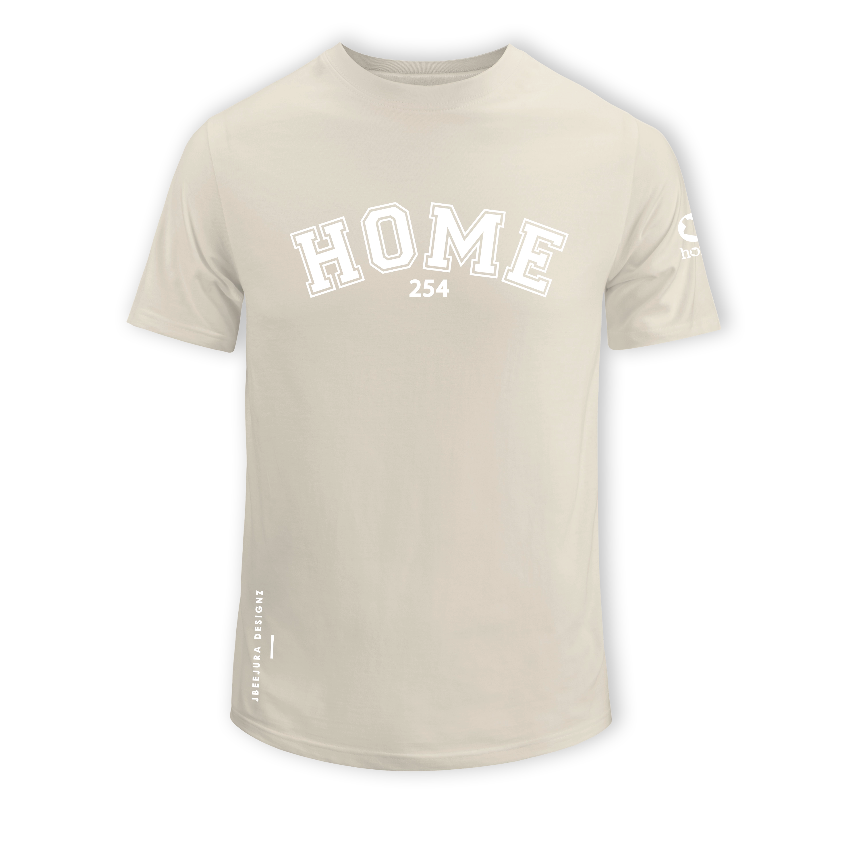 home_254 SHORT-SLEEVED NUDE T-SHIRT WITH A WHITE COLLEGE PRINT – COTTON PLUS FABRIC