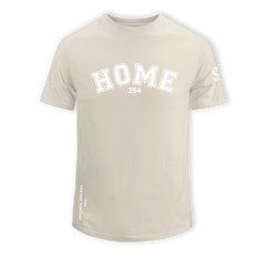 home_254 SHORT-SLEEVED NUDE T-SHIRT WITH A WHITE COLLEGE PRINT – COTTON PLUS FABRIC
