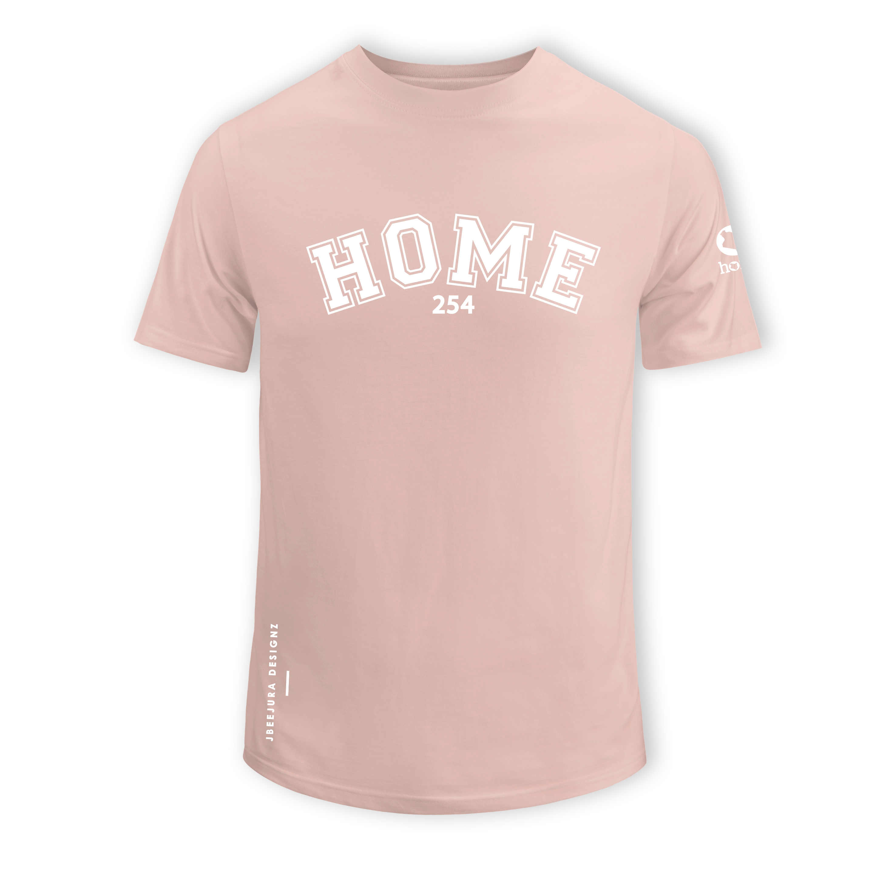 home_254 SHORT-SLEEVED PEACH T-SHIRT WITH A WHITE COLLEGE PRINT – COTTON PLUS FABRIC