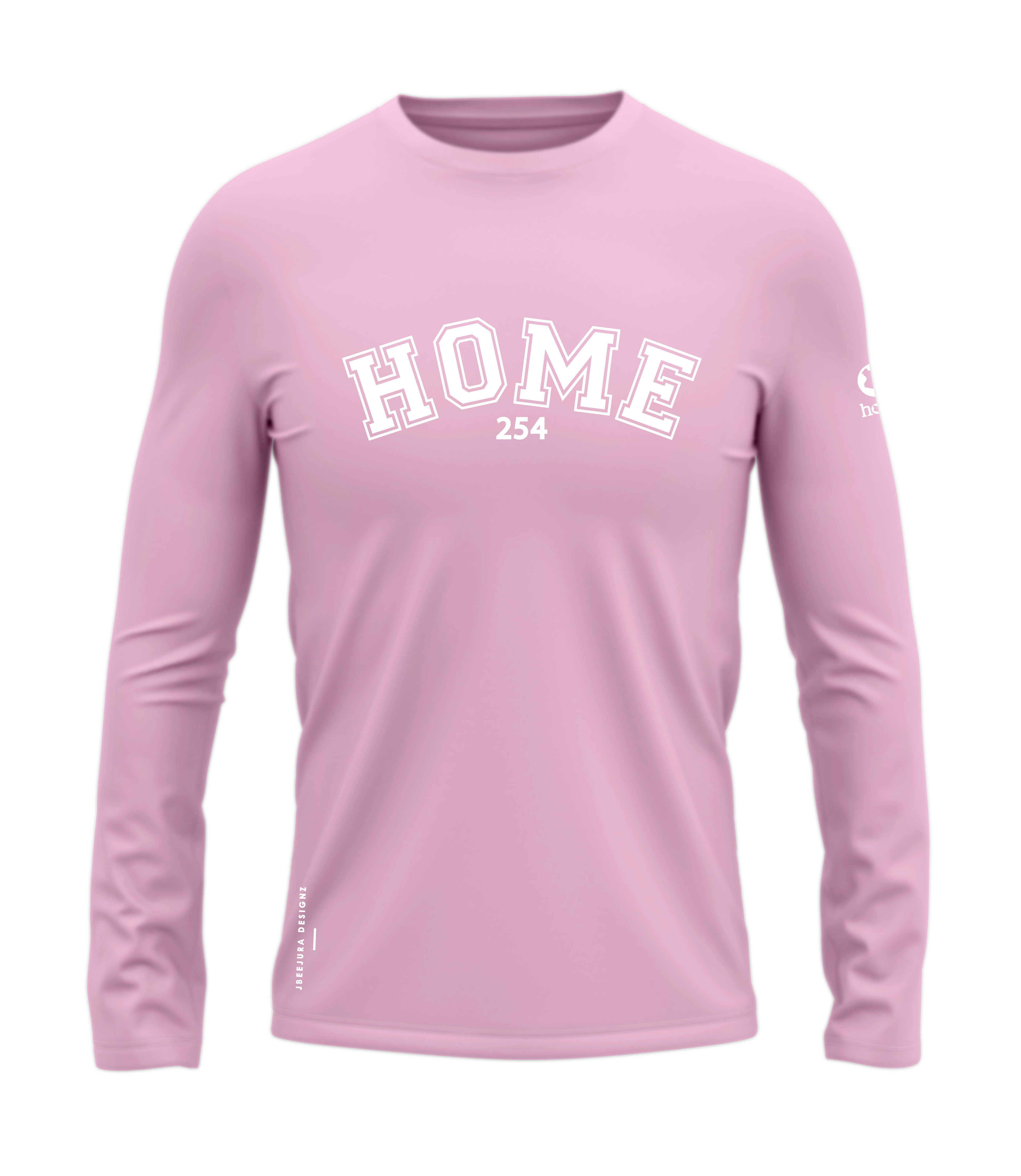 home_254 LONG-SLEEVED PINK T-SHIRT WITH A WHITE COLLEGE PRINT – COTTON PLUS FABRIC