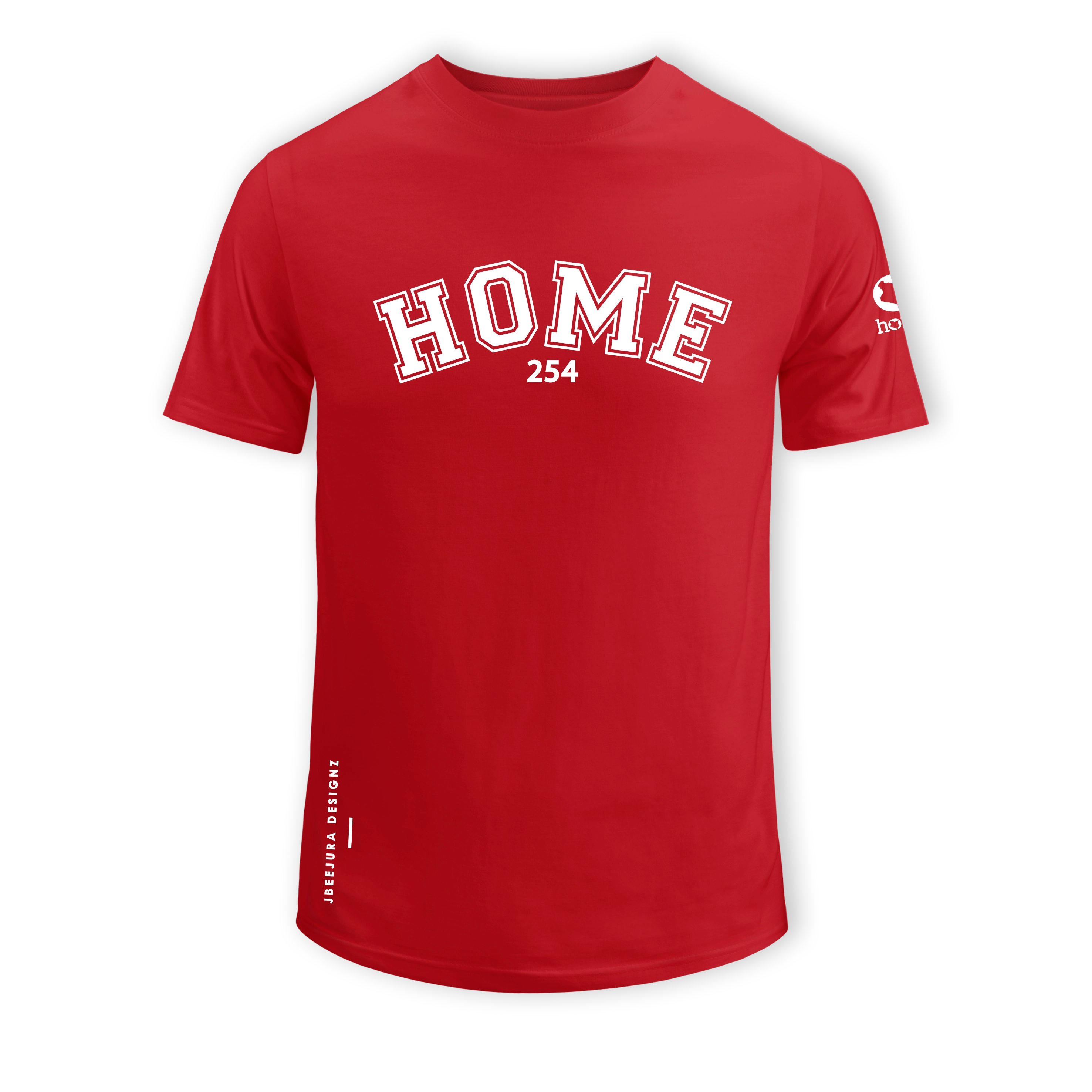 home_254 SHORT-SLEEVED RED T-SHIRT WITH A WHITE COLLEGE PRINT – COTTON PLUS FABRIC