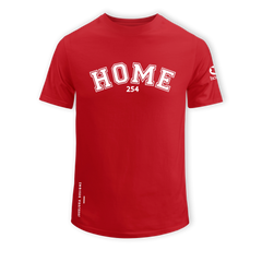 home_254 SHORT-SLEEVED RED T-SHIRT WITH A WHITE COLLEGE PRINT – COTTON PLUS FABRIC