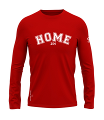 home_254 LONG-SLEEVED RED T-SHIRT WITH A WHITE COLLEGE PRINT – COTTON PLUS FABRIC
